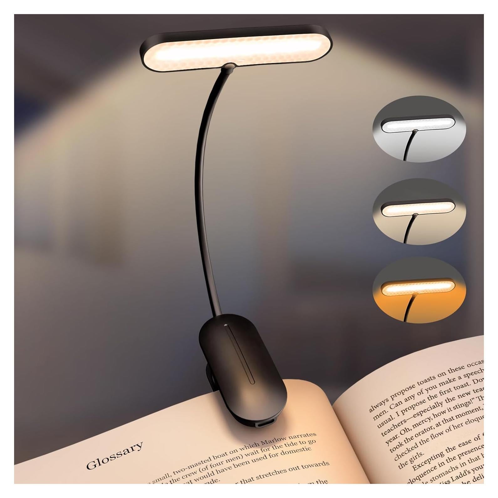 Luz de Lectura Micietie con Clip LED Recargable 80h Negro