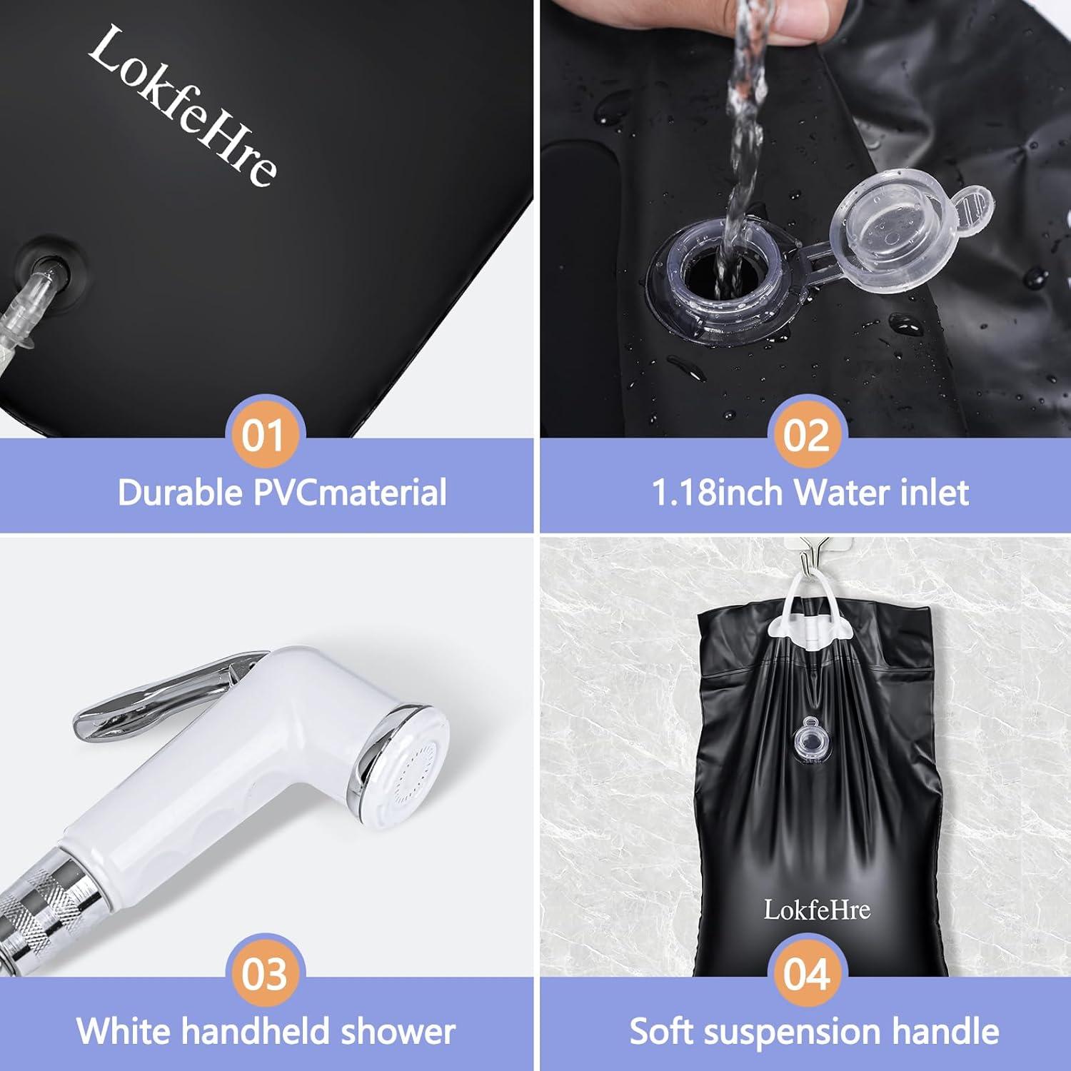 Bolsa de Agua para Ducha LOKFEHRE 9.46L para Cama