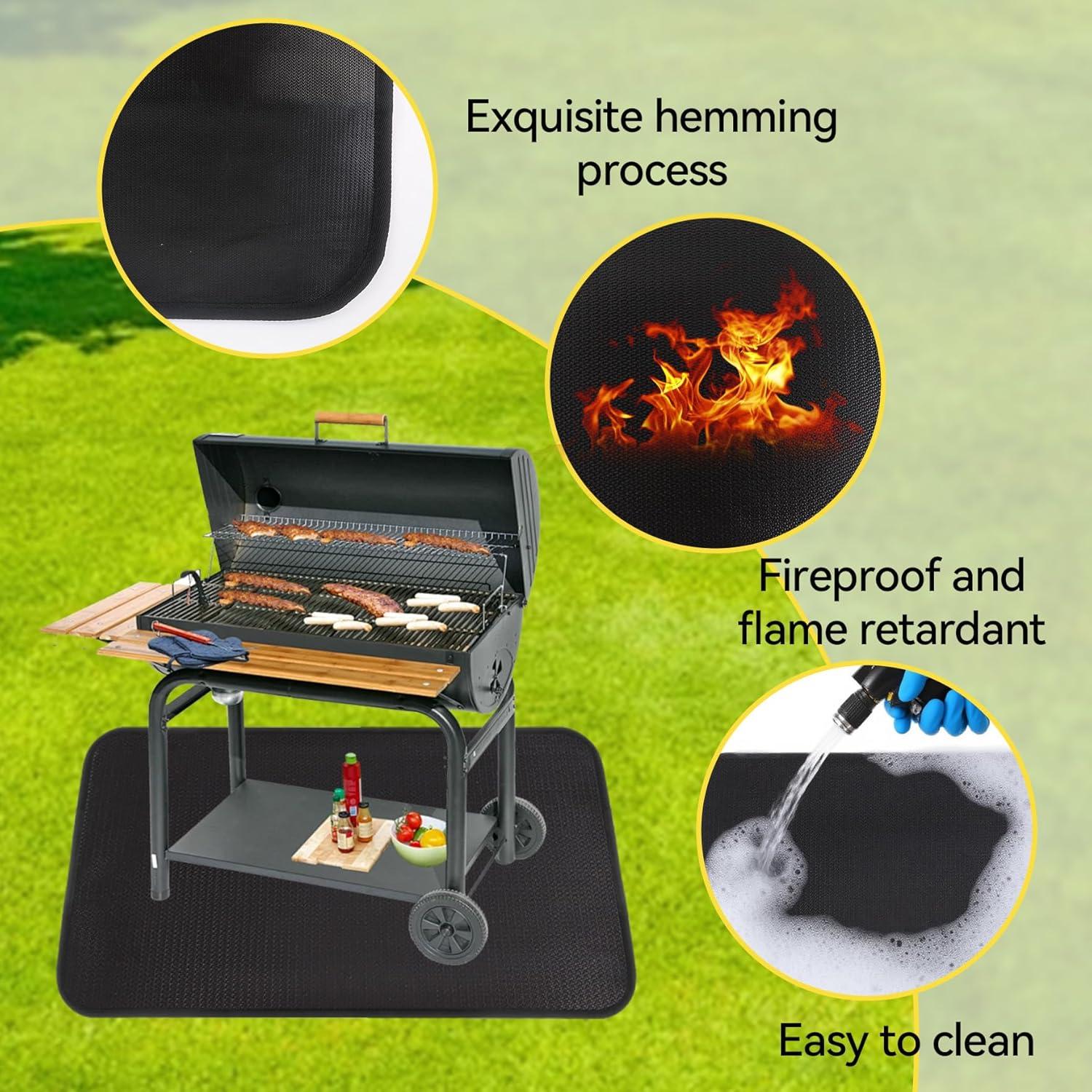 Alfombrilla Ignífuga para Parrilla Klmnop 60x110 cm Negra