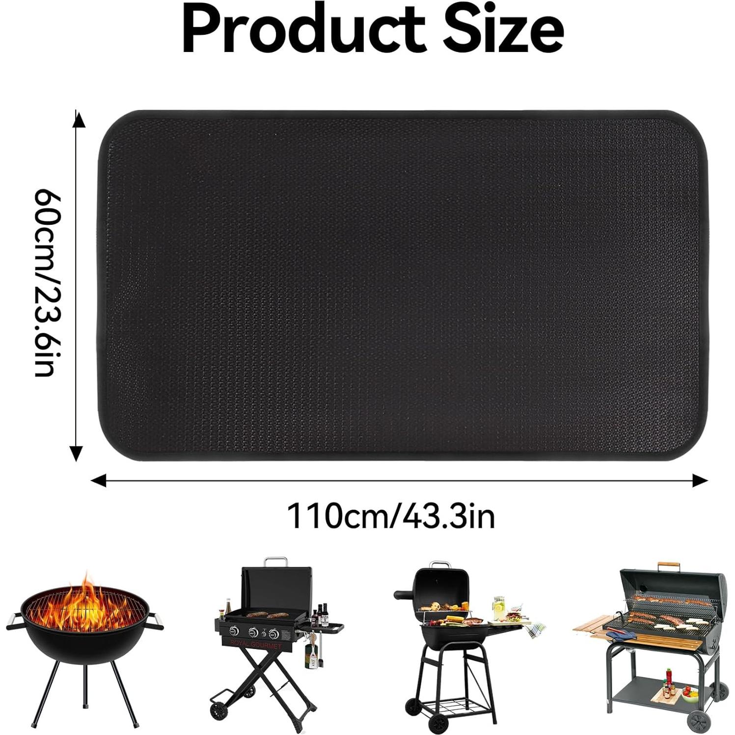 Alfombrilla Ignífuga para Parrilla Klmnop 60x110 cm Negra