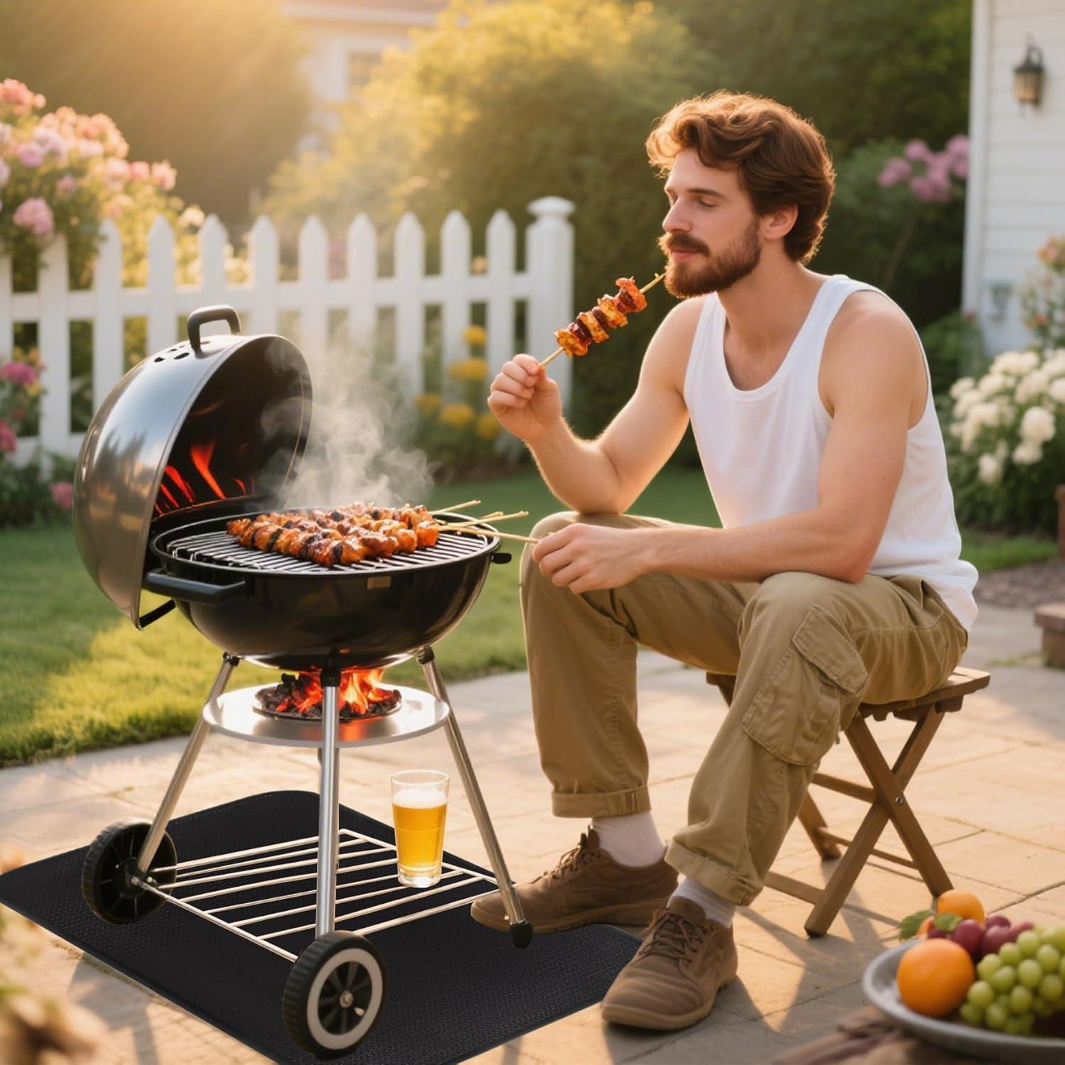 Alfombrilla Ignífuga para Parrilla Klmnop 60x110 cm Negra