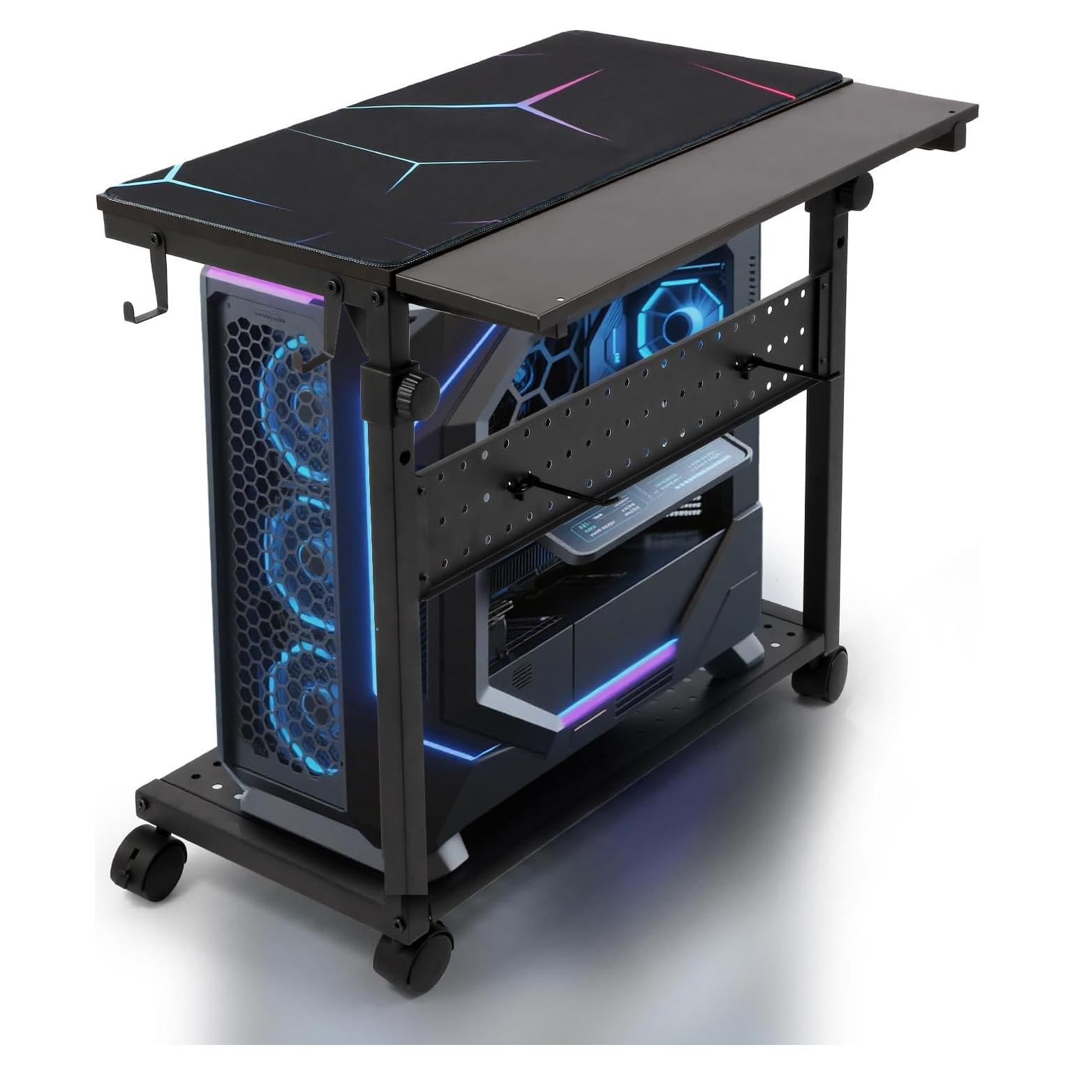 Soporte de Torre KEBE Ajustable 2 Niveles con Ruedas Negro