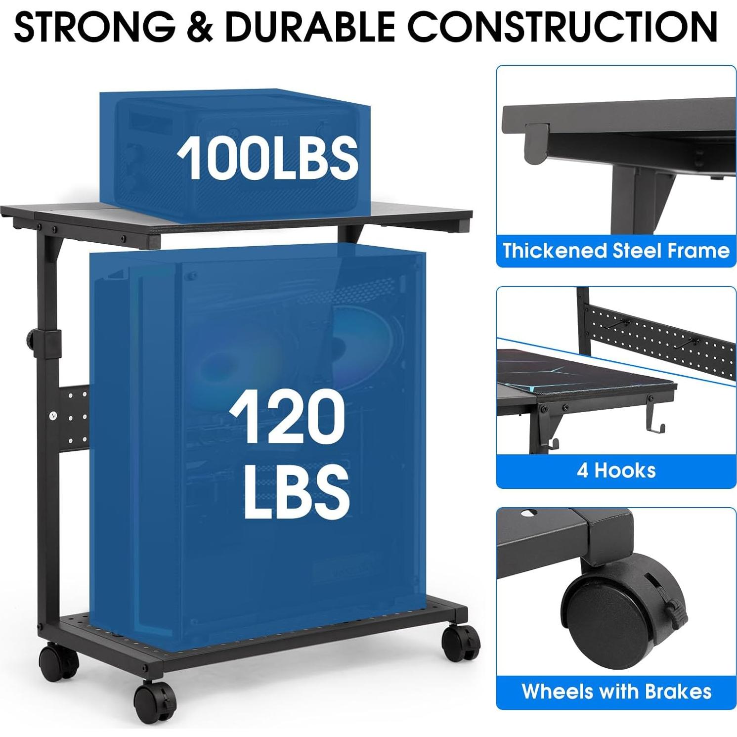 Soporte de Torre KEBE Ajustable 2 Niveles con Ruedas Negro
