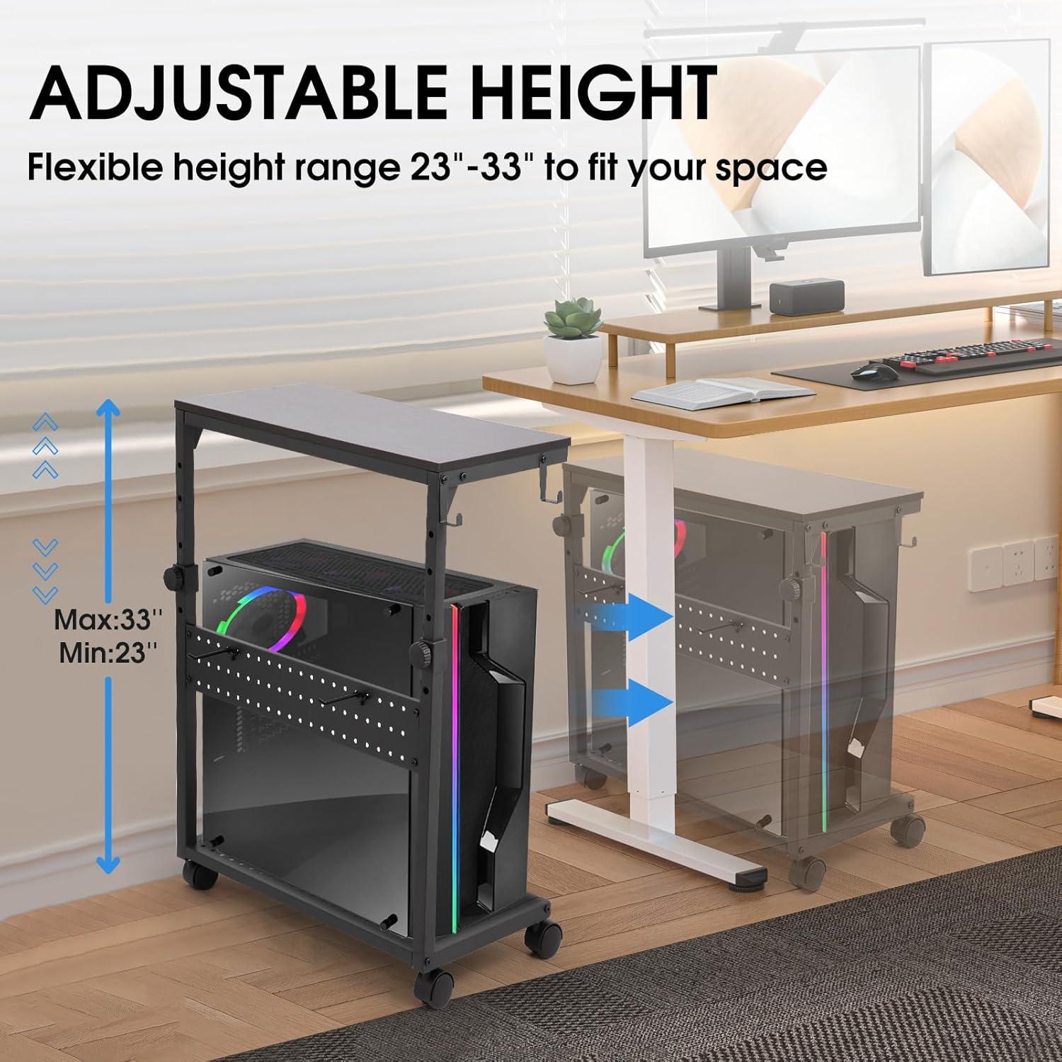 Soporte de Torre KEBE Ajustable 2 Niveles con Ruedas Negro