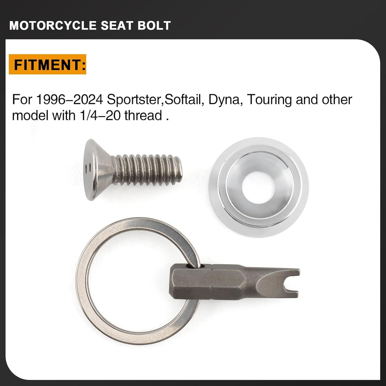 Tornillo de Asiento Antirrobo Daklvng 1/4"-20 Cromo para Harley 1996-2024