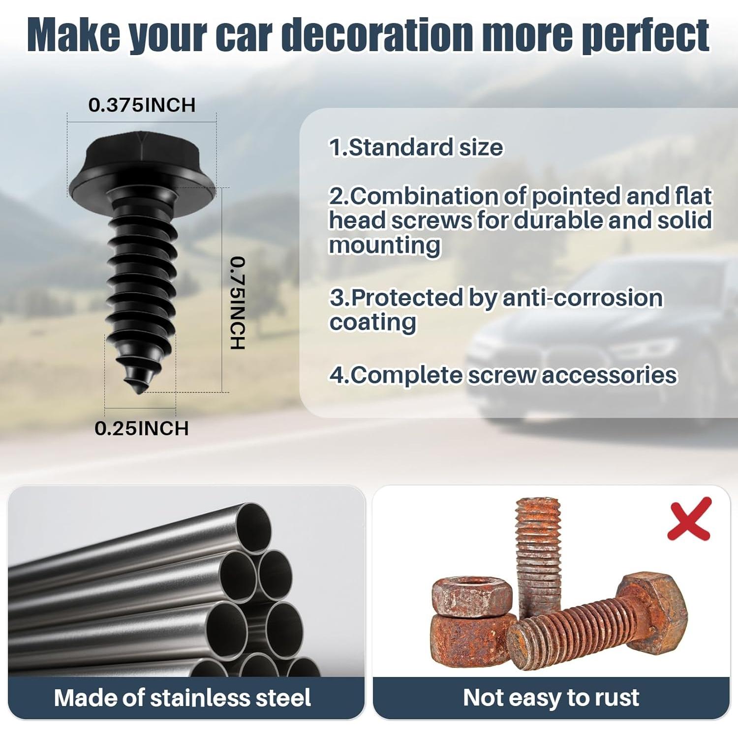 Kit de Tornillos Antirrobo RAINFLOW para Placas de Licencia