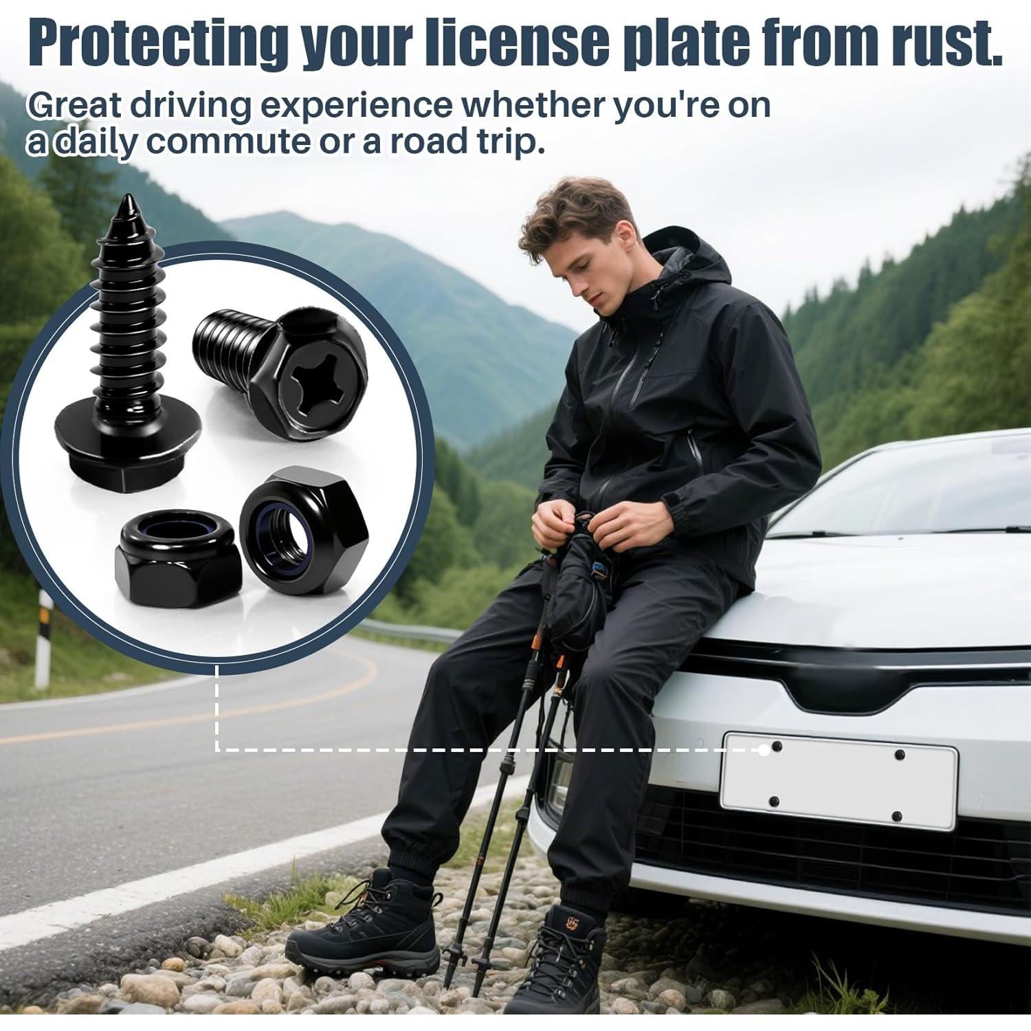 Kit de Tornillos Antirrobo RAINFLOW para Placas de Licencia