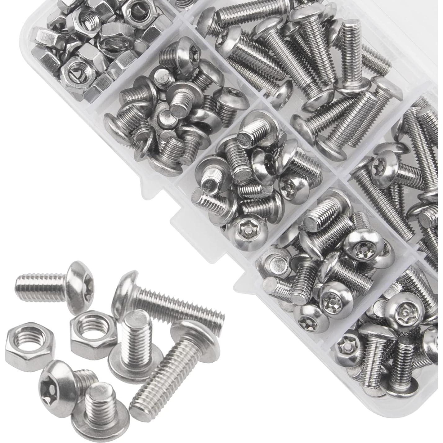 Juego de Tornillos de Seguridad Torx M5 de Acero Inoxidable 304 - 160 Piezas