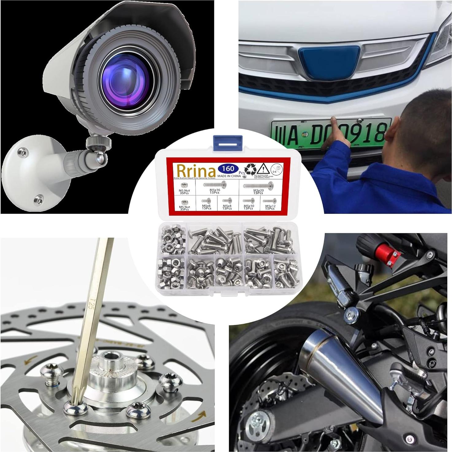 Juego de Tornillos de Seguridad Torx M5 de Acero Inoxidable 304 - 160 Piezas