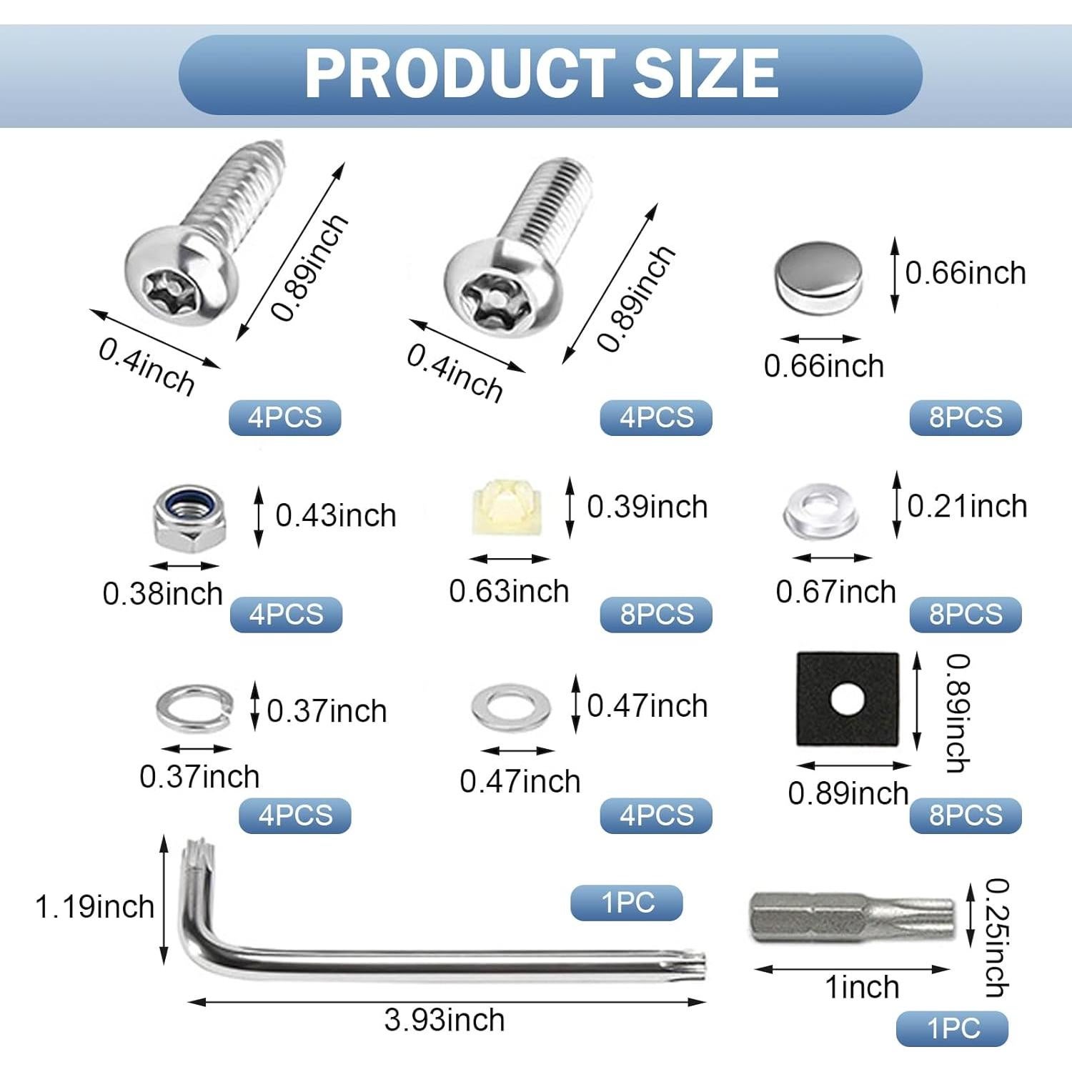 Kits de Tornillos de Seguridad Opuweiy para Placas de Matrícula