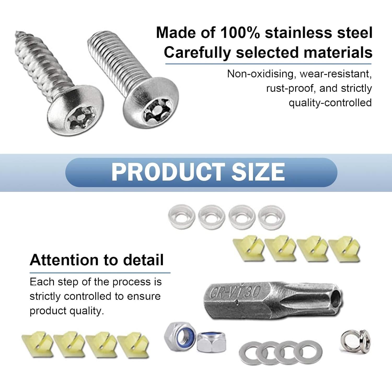 Kits de Tornillos de Seguridad Opuweiy para Placas de Matrícula