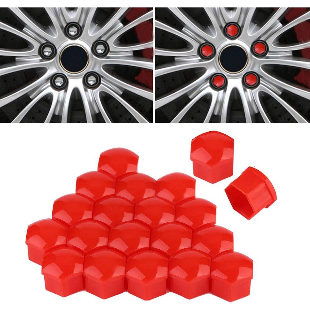 20 Cubiertas de Tuercas de Rueda Dweekiy 17mm Nylon PA66 Rojo