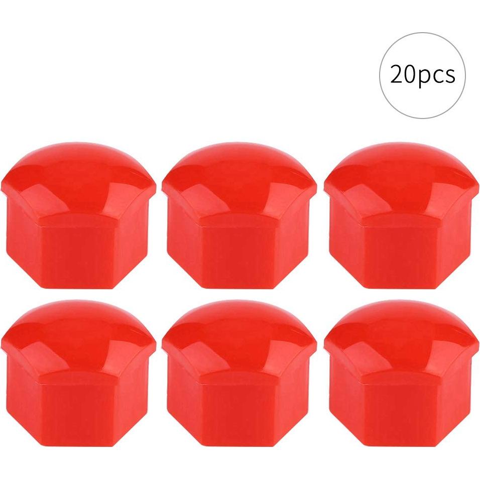 20 Cubiertas de Tuercas de Rueda Dweekiy 17mm Nylon PA66 Rojo