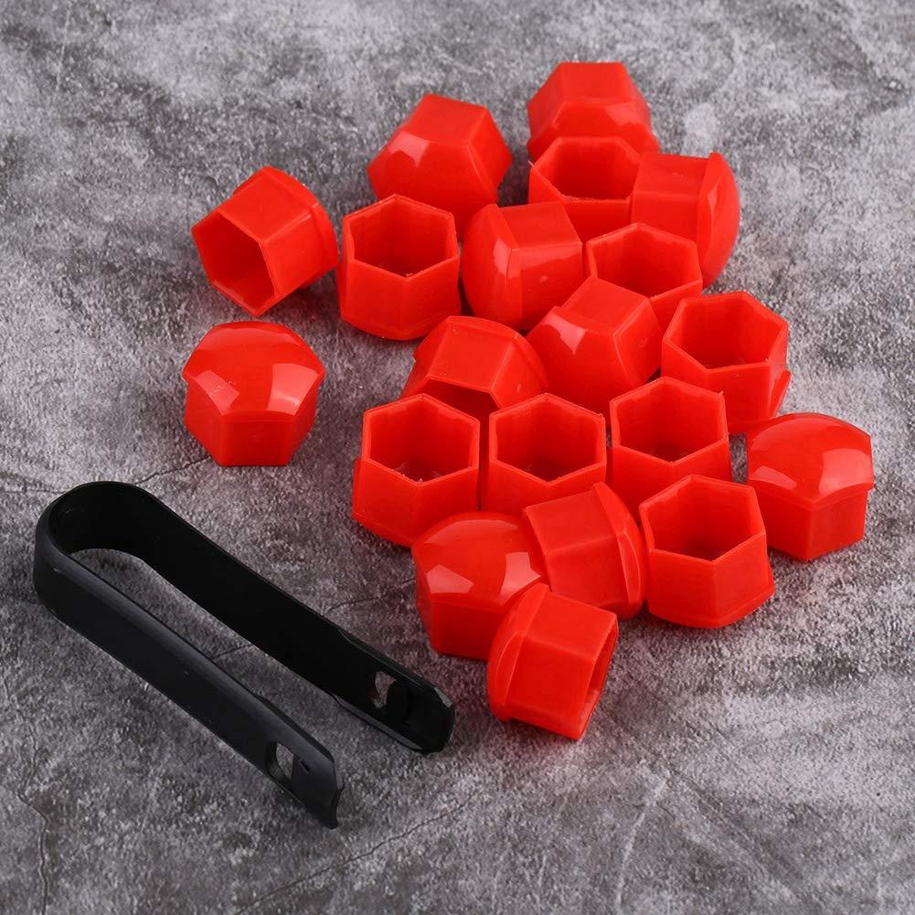 20 Cubiertas de Tuercas de Rueda Dweekiy 17mm Nylon PA66 Rojo