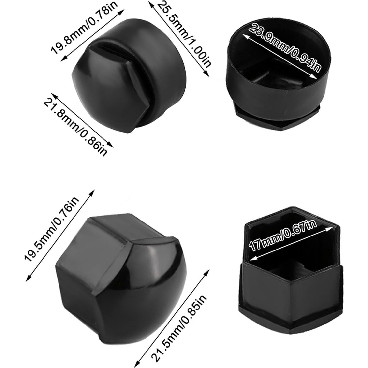 Cubiertas de Tuerca de Rueda Majatou 20pcs Antirrobo Negro