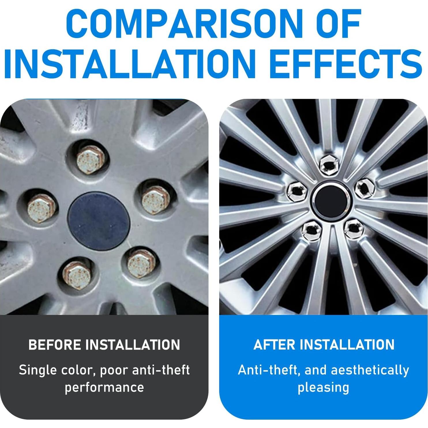 Cubiertas de Tuercas de Rueda Anyhut 17mm Plata - 21 Piezas