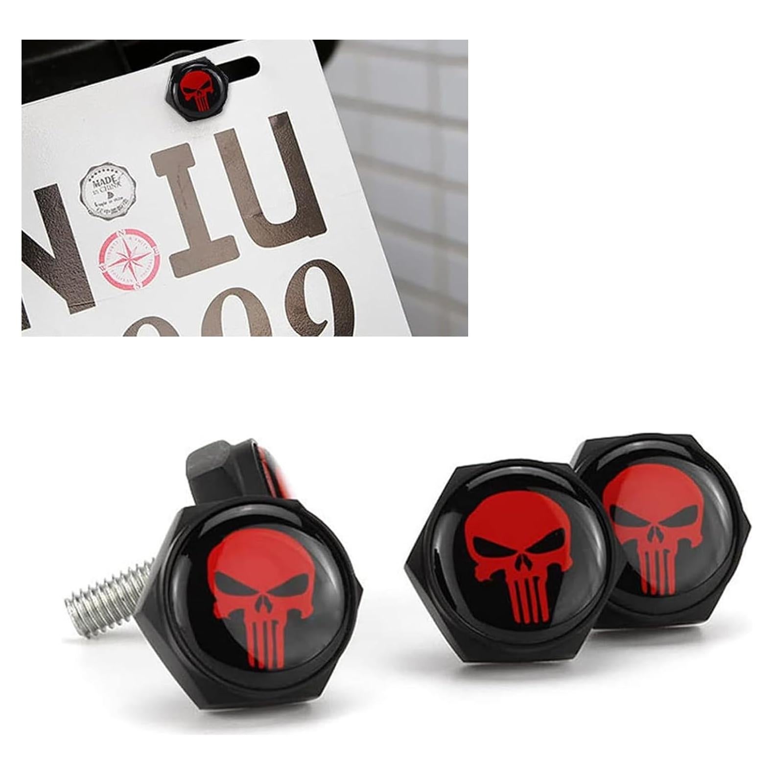 Tornillos de Placa de Matrícula Antirrobo Downhill 4 PCS - Negro y Rojo