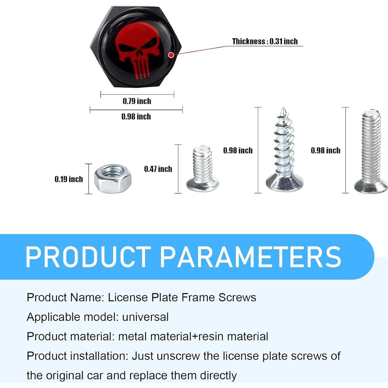 Tornillos de Placa de Matrícula Antirrobo Downhill 4 PCS - Negro y Rojo