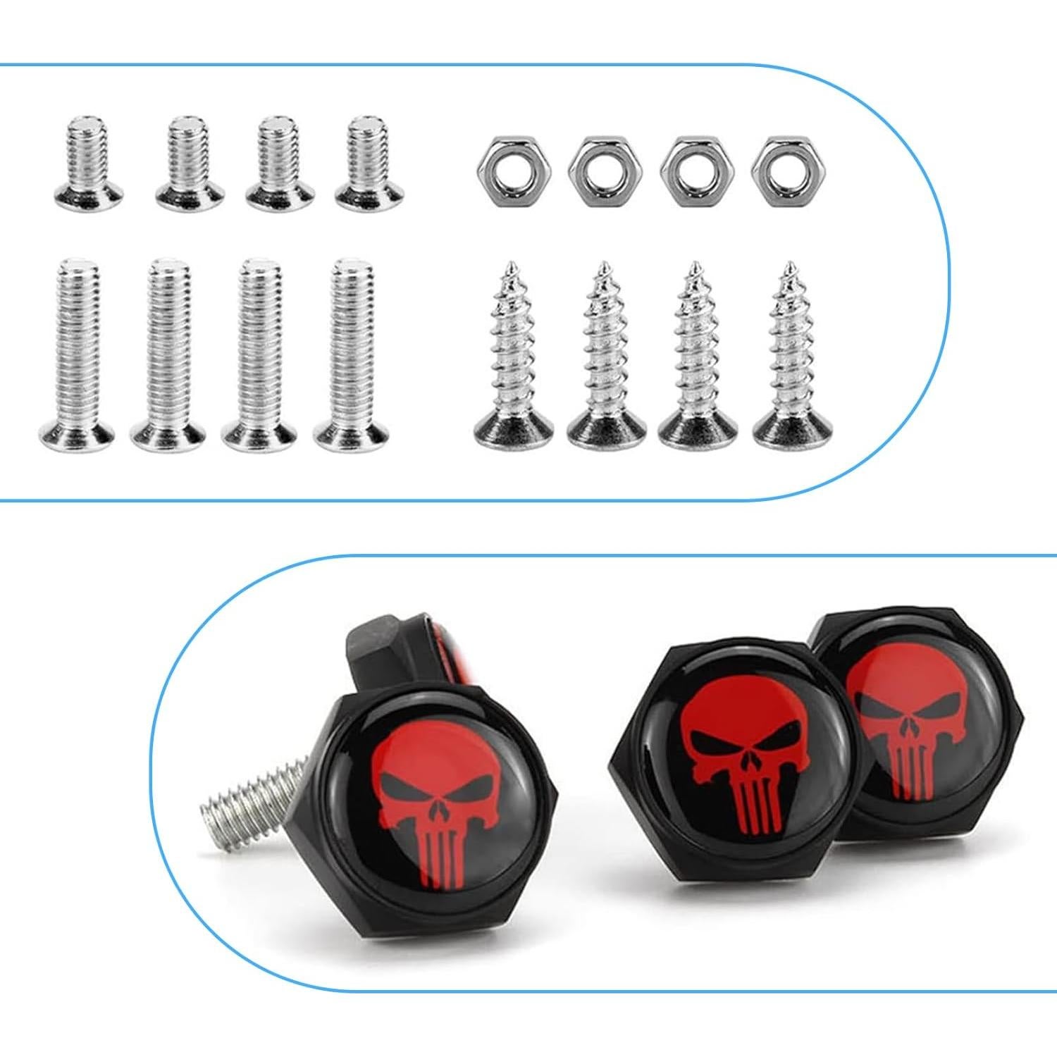 Tornillos de Placa de Matrícula Antirrobo Downhill 4 PCS - Negro y Rojo