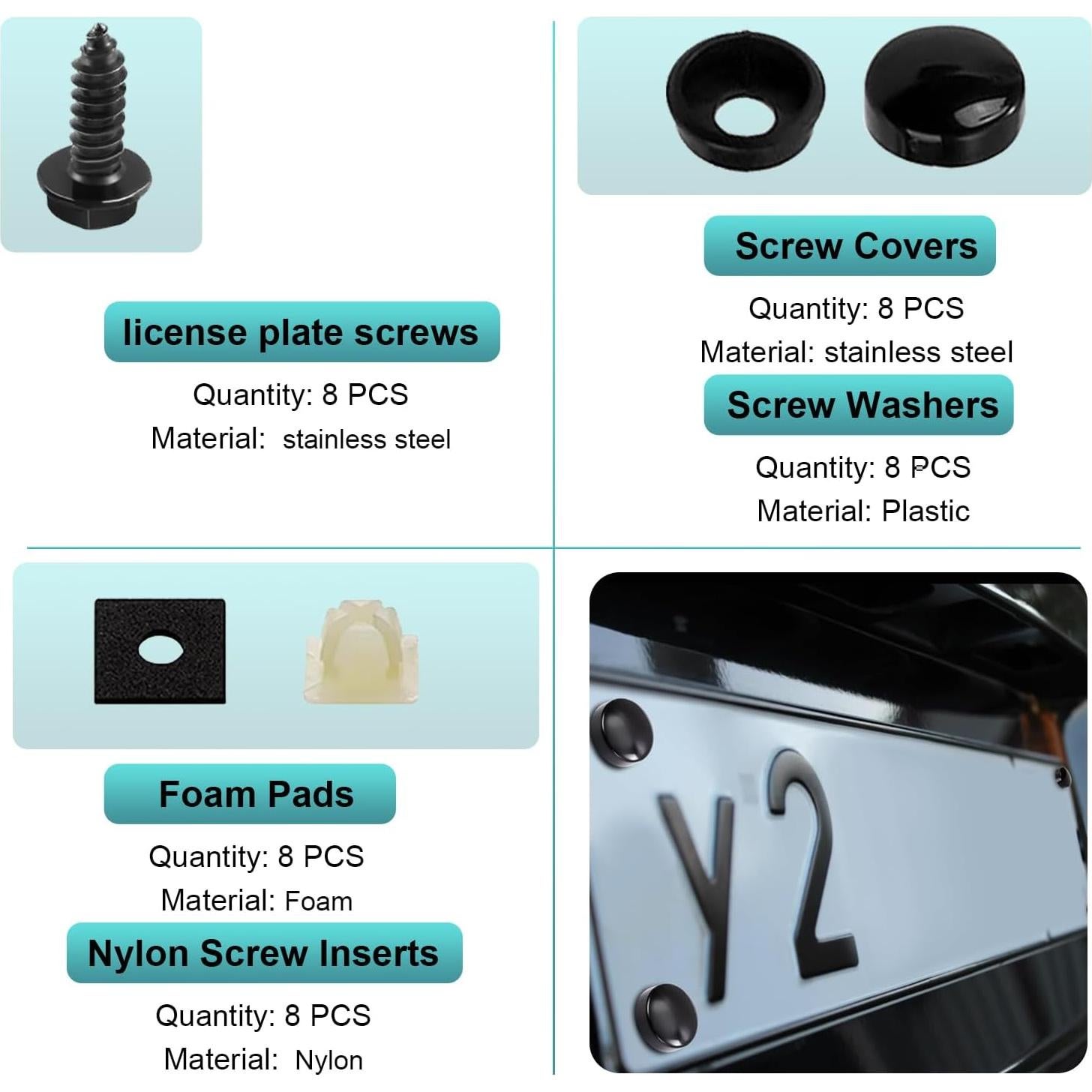 Kit de Tornillos Antirrobo Ferianl para Placas de Matrícula 8 Pzas