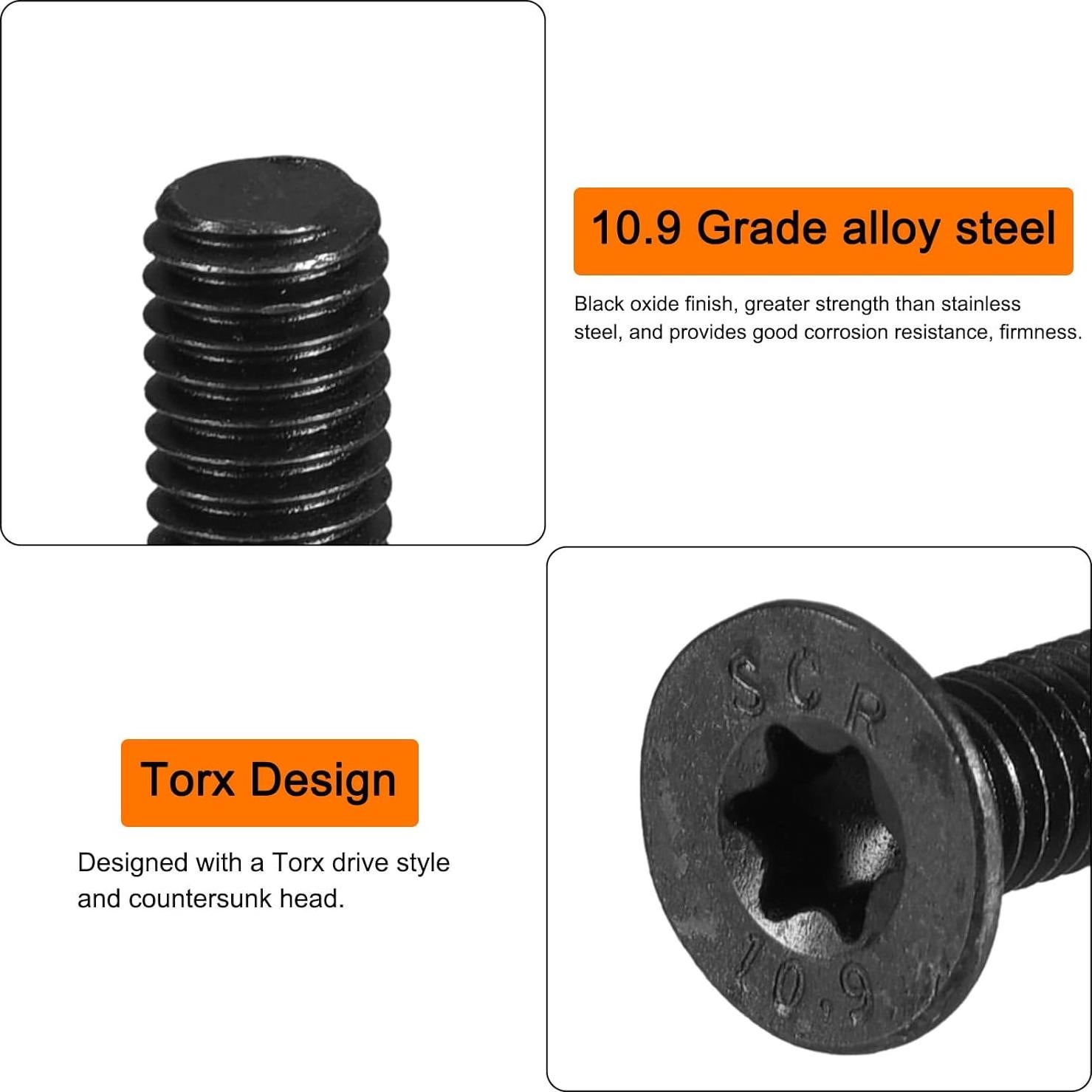 Tornillos de Cabeza Plana Torx Antirrobo uxcell M8-16mm 20Pcs