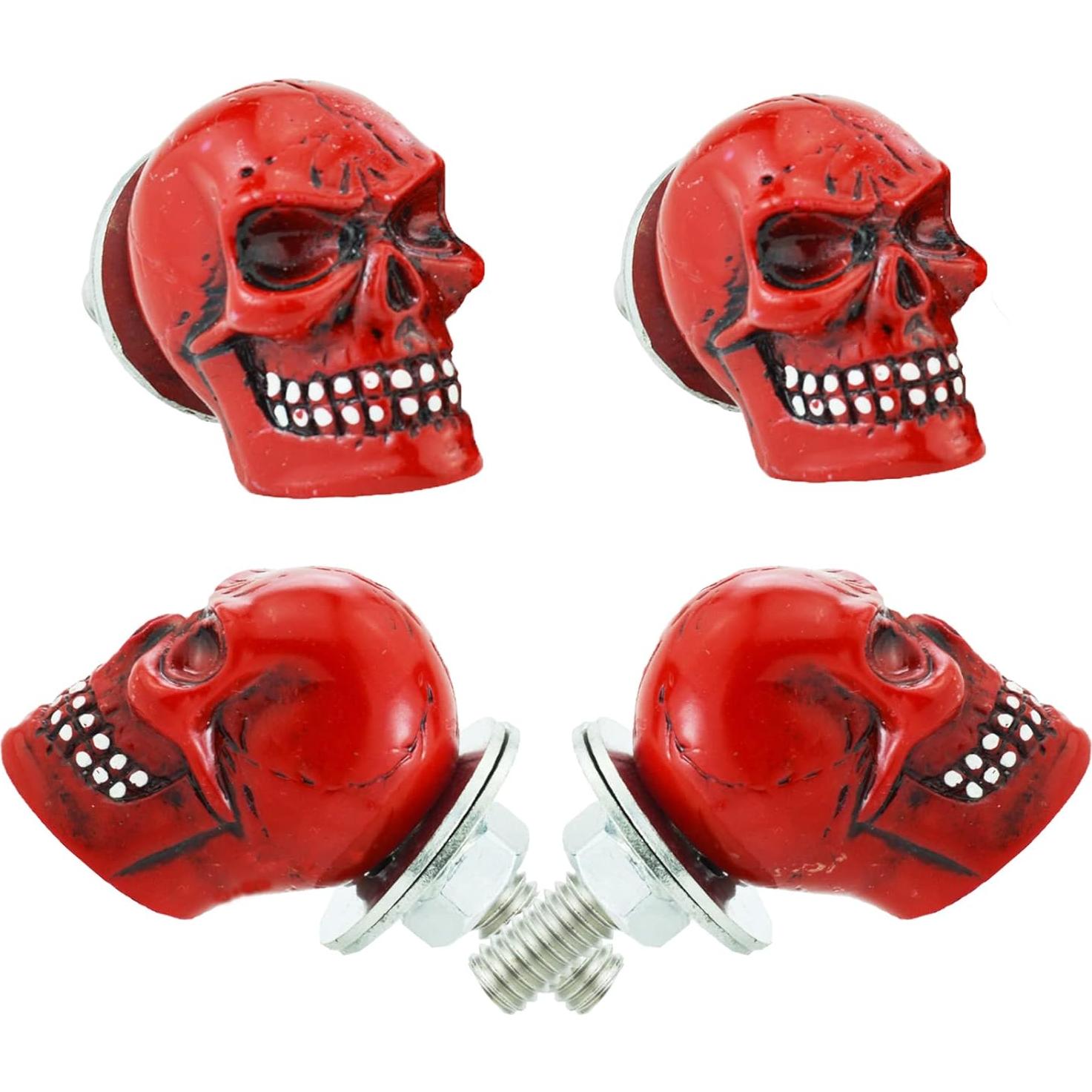 Pernos de Placa de Licencia Calavera Temzzer - 4 Pcs Antirrobo