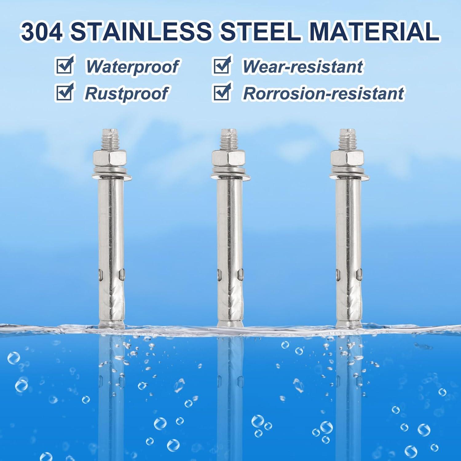 Tornillos de Expansión Acero Inoxidable 304 PATIKIL M6 60mm 8 Pcs