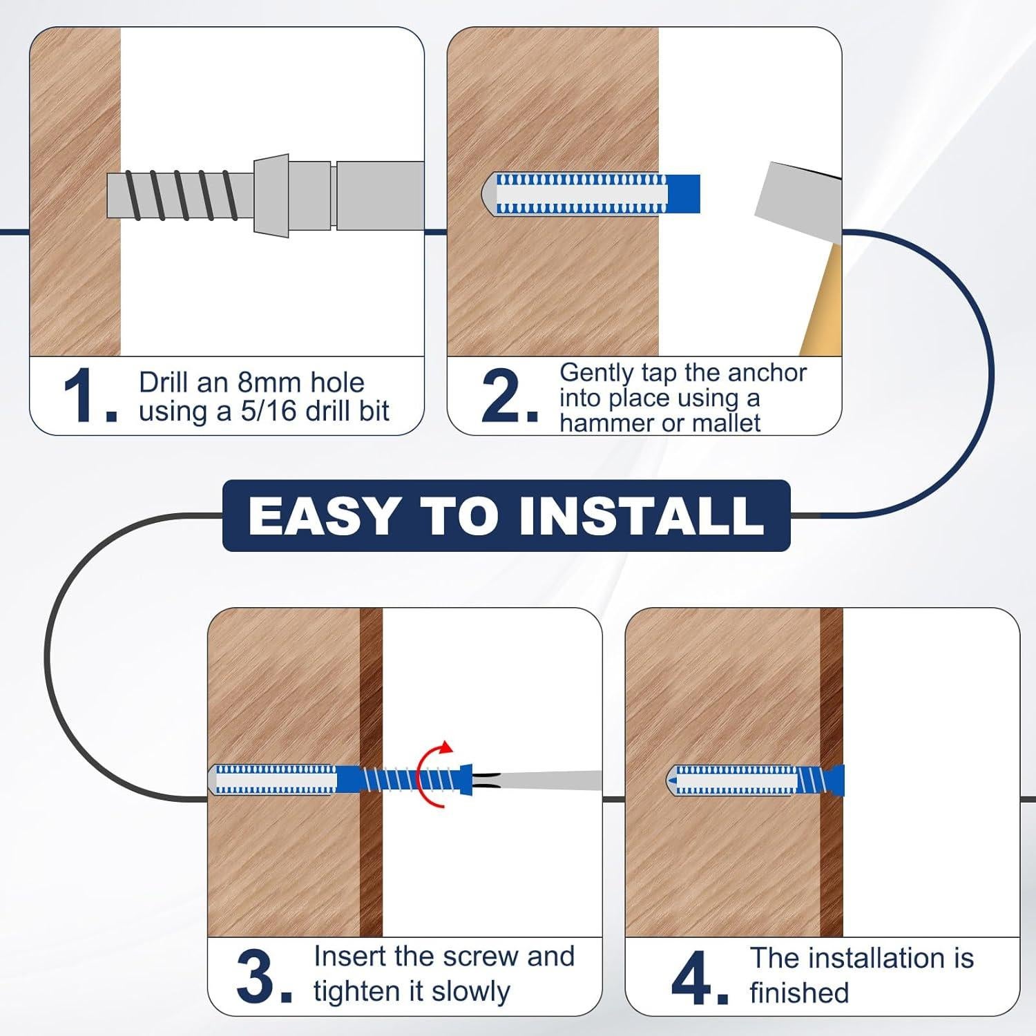 Tornillos de Expansión Acero Inoxidable 304 PATIKIL M6 60mm 8 Pcs