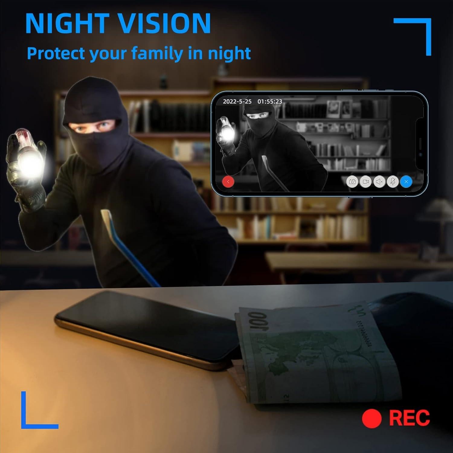 Cargador de Cámara Oculta LIZVIE con Visión Nocturna 1080P