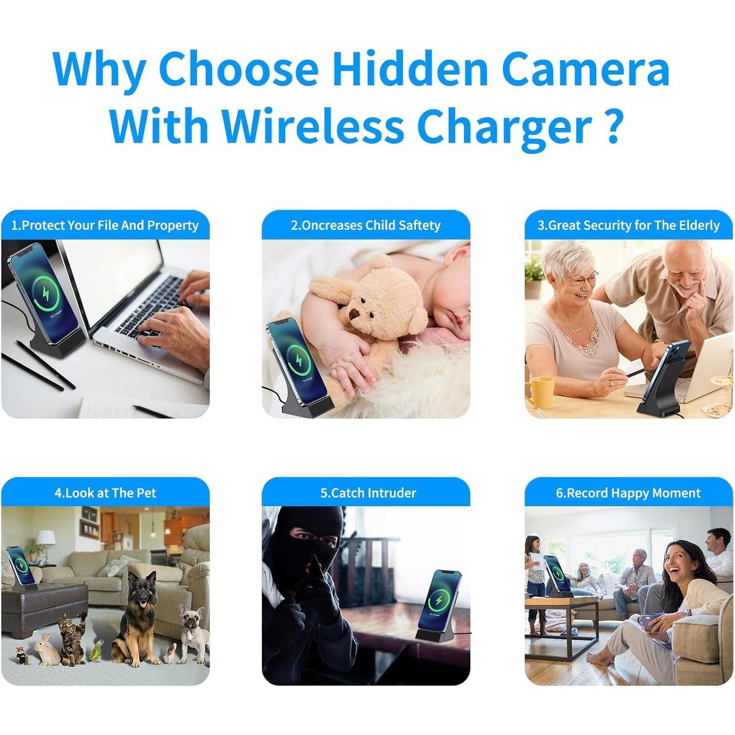Cargador Inalámbrico con Cámara Oculta LIZVIE 1080P