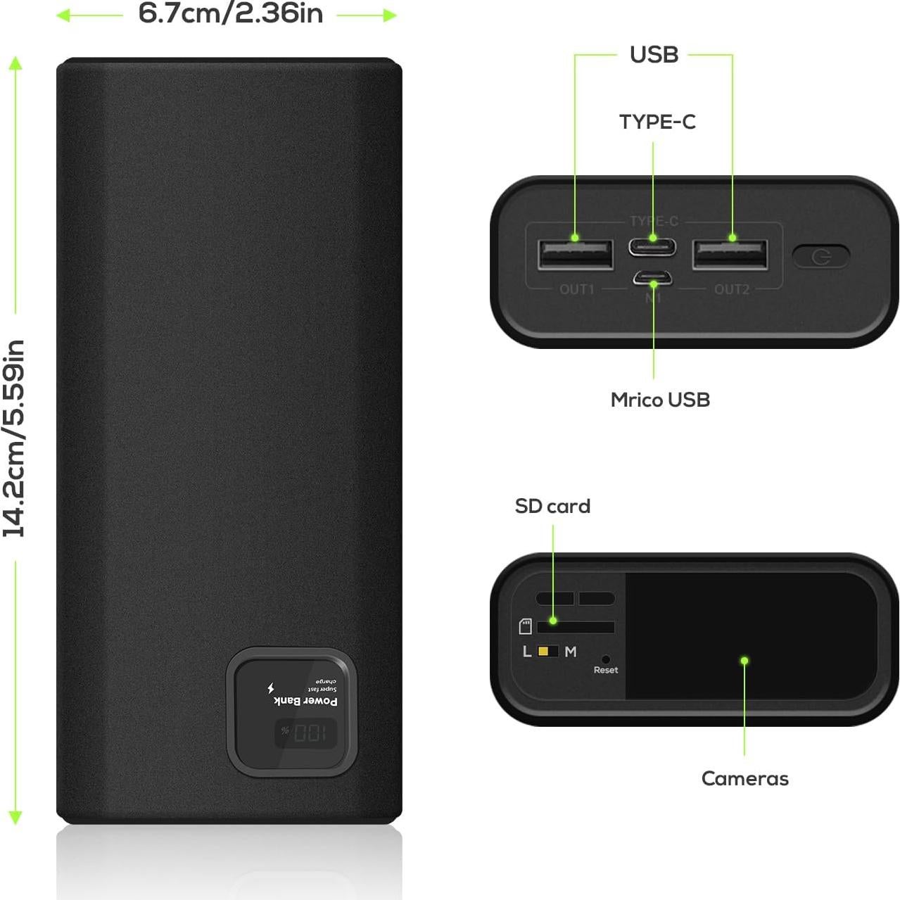 Banco de Energía 10000mAh y Cámara de Seguridad 2K HD
