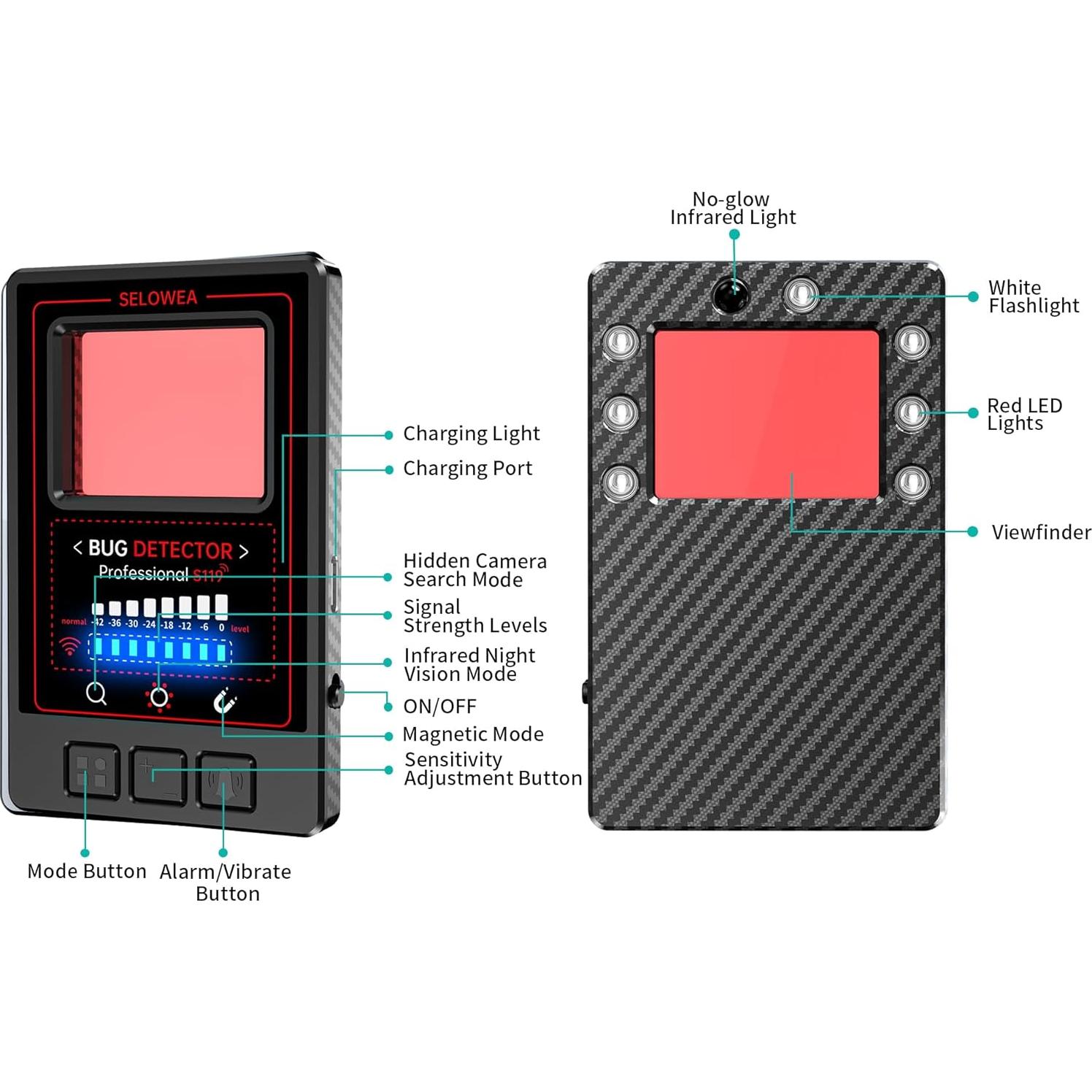 Detector de Cámaras Ocultas SELOWEA S119 - Portátil y Avanzado