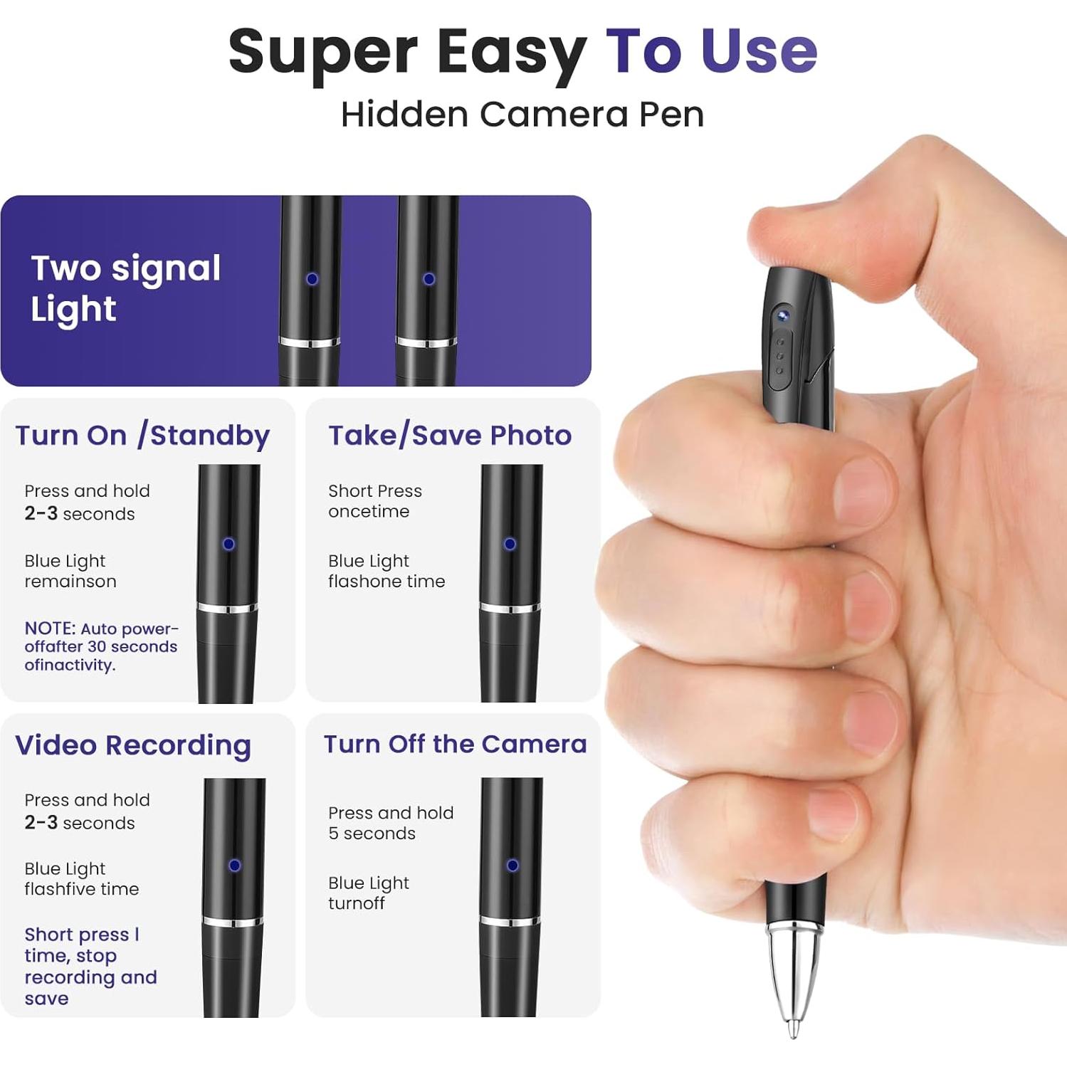 Cámara Espía Oculta 64GB 1080P HD Portátil 3D-PAS