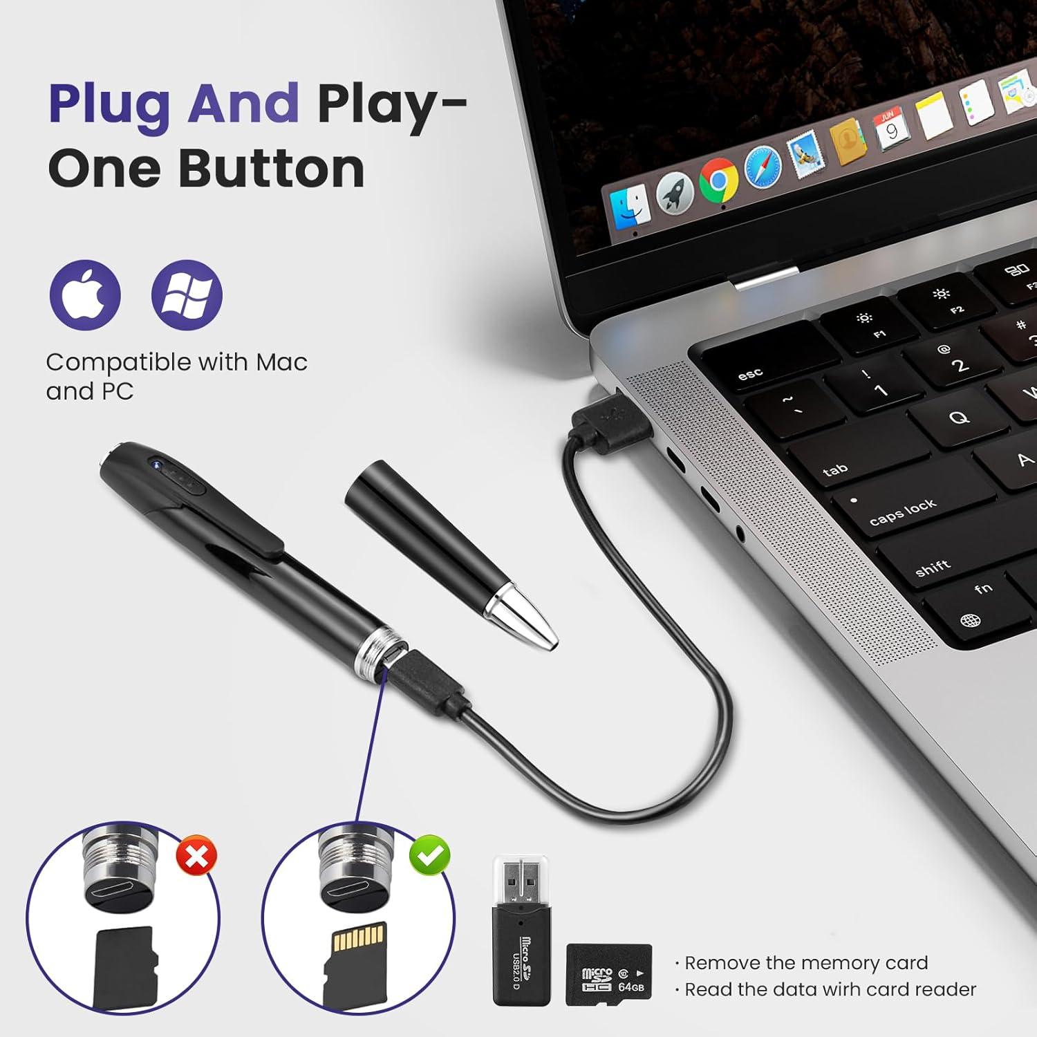 Cámara Espía Oculta 64GB 1080P HD Portátil 3D-PAS