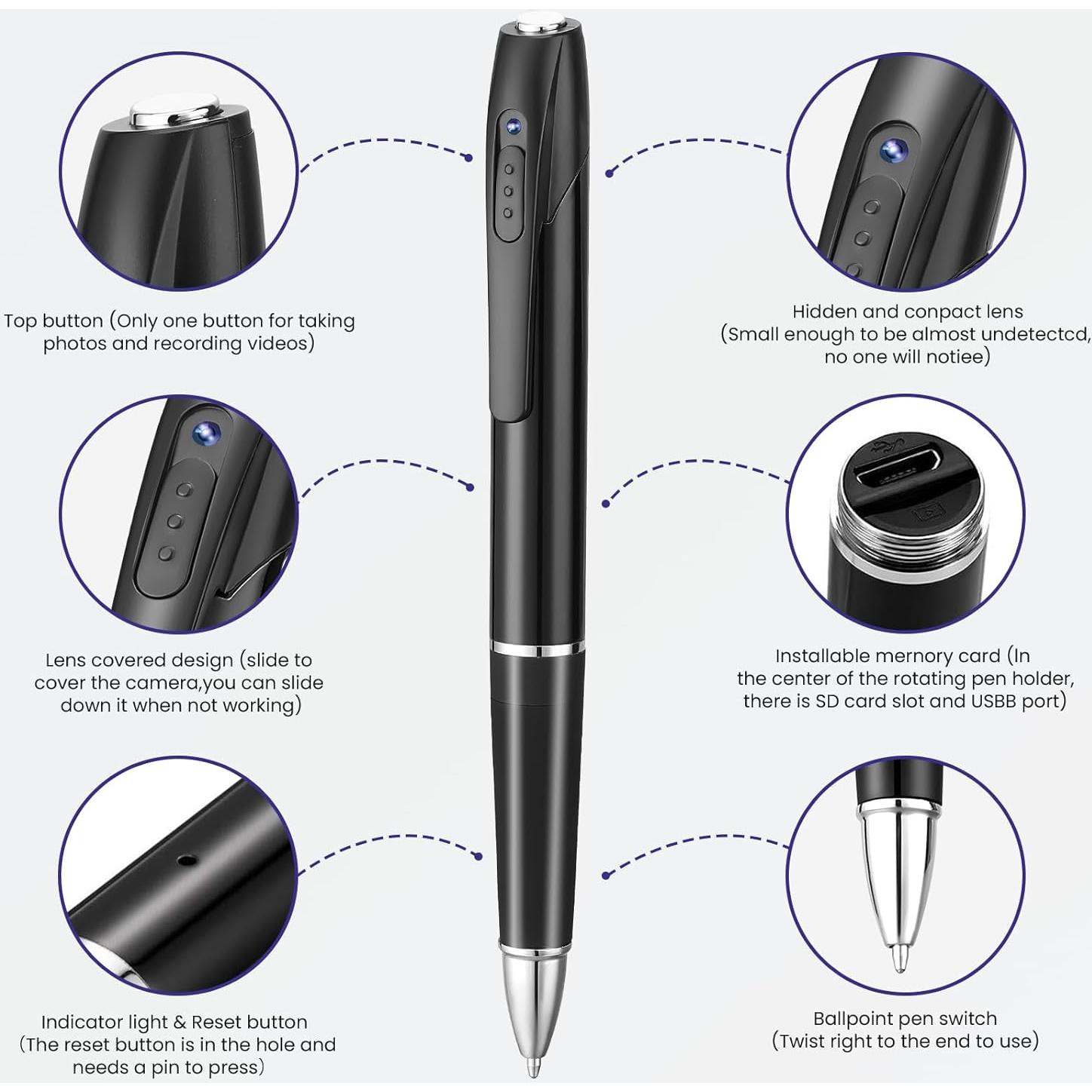 Cámara Espía Oculta 64GB 1080P HD Portátil 3D-PAS