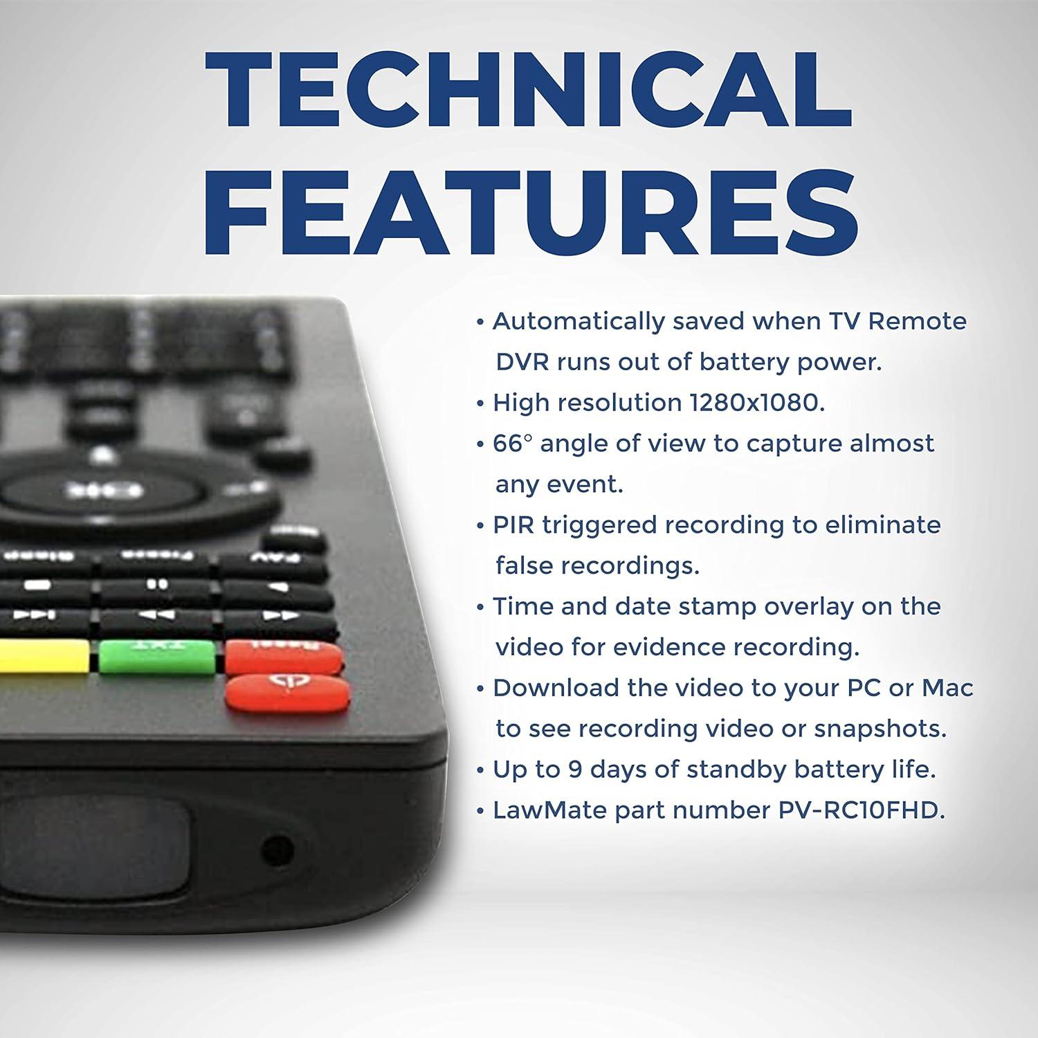 Cámara Oculta Spy Associates Control Remoto TV 1080p PIR