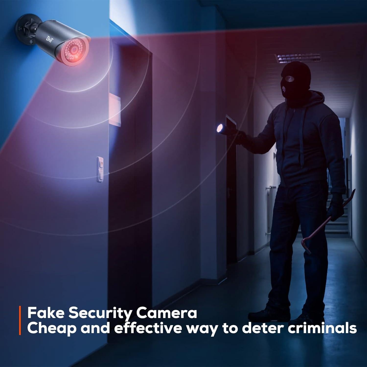 Cámara de Seguridad Falsa BNT Dummy 2 Paquete LED Roja