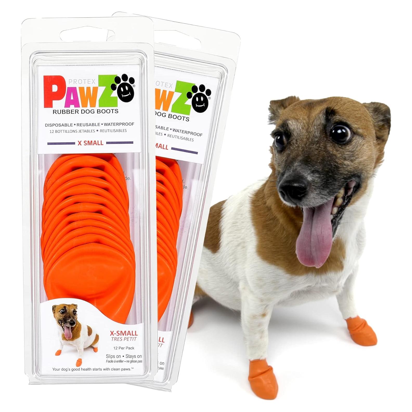 Botas de goma PawZ para perros pequeños - Impermeables y antideslizantes - X-Pequeño (3.81-5.08 cm) - Paquete de 24