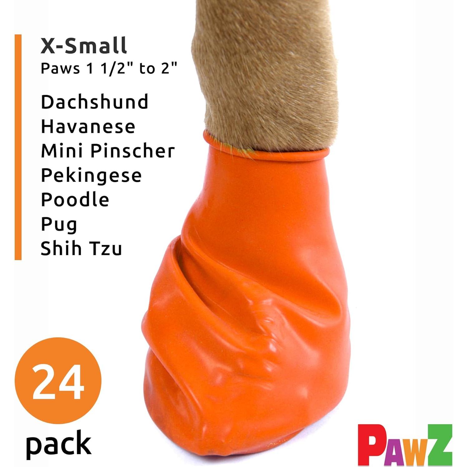 Botas de goma PawZ para perros pequeños - Impermeables y antideslizantes - X-Pequeño (3.81-5.08 cm) - Paquete de 24