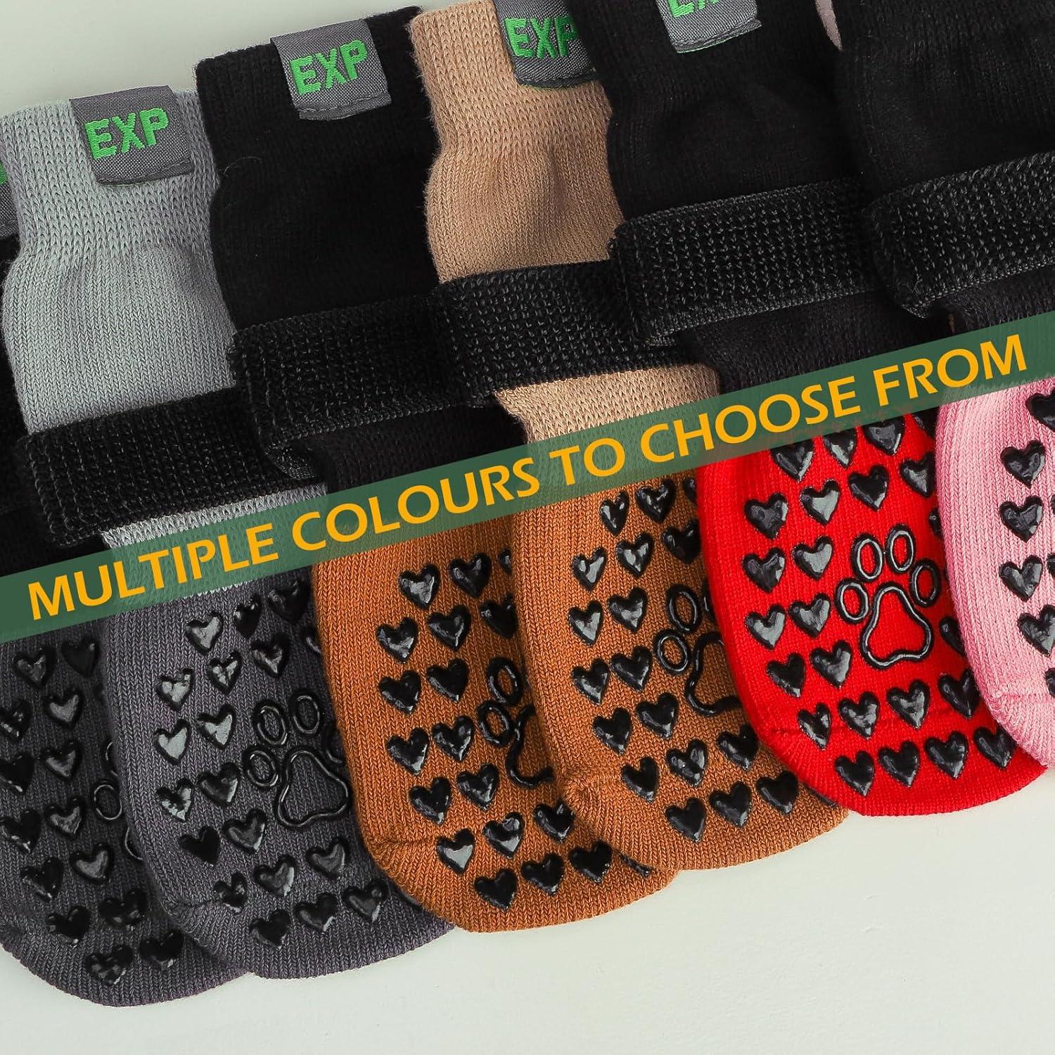 EXPAWLORER Anti Slip Dog Socks to Prevent Licking Paws - Dog Shoes for Hot Pavement, Dog Boots & Paw Protectors, Dog Booties for Hardwood Floors, Small Medium Large Senior Dogs