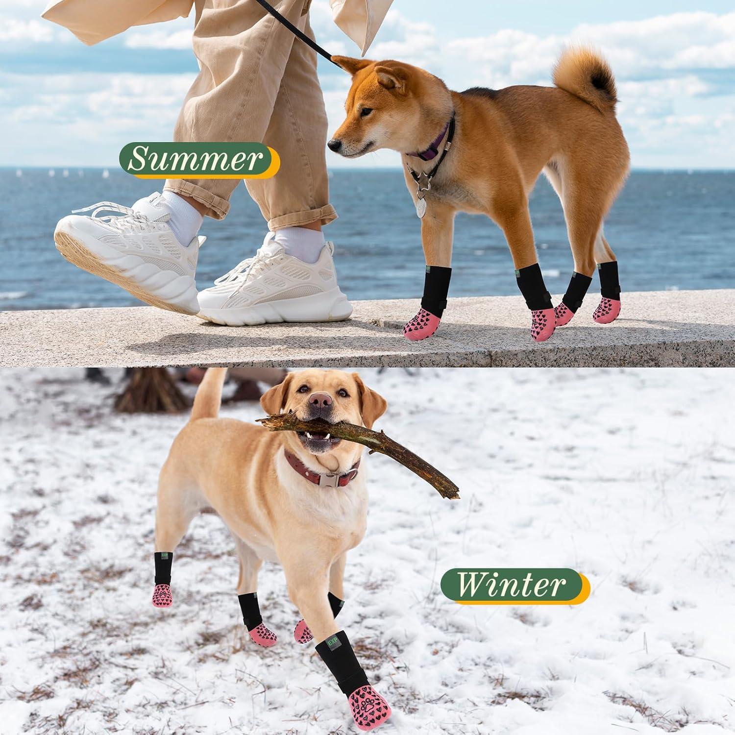 EXPAWLORER Anti Slip Dog Socks to Prevent Licking Paws - Dog Shoes for Hot Pavement, Dog Boots & Paw Protectors, Dog Booties for Hardwood Floors, Small Medium Large Senior Dogs