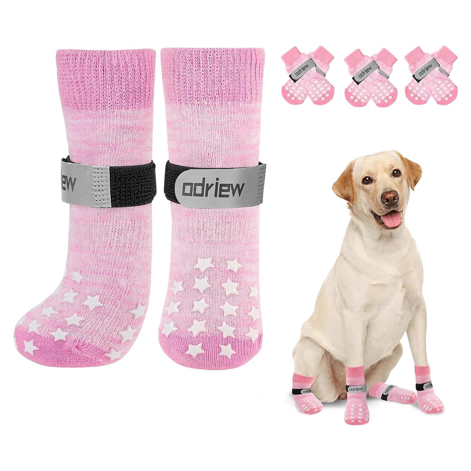 Calcetines Antideslizantes para Perros ODRIEW Rosa L