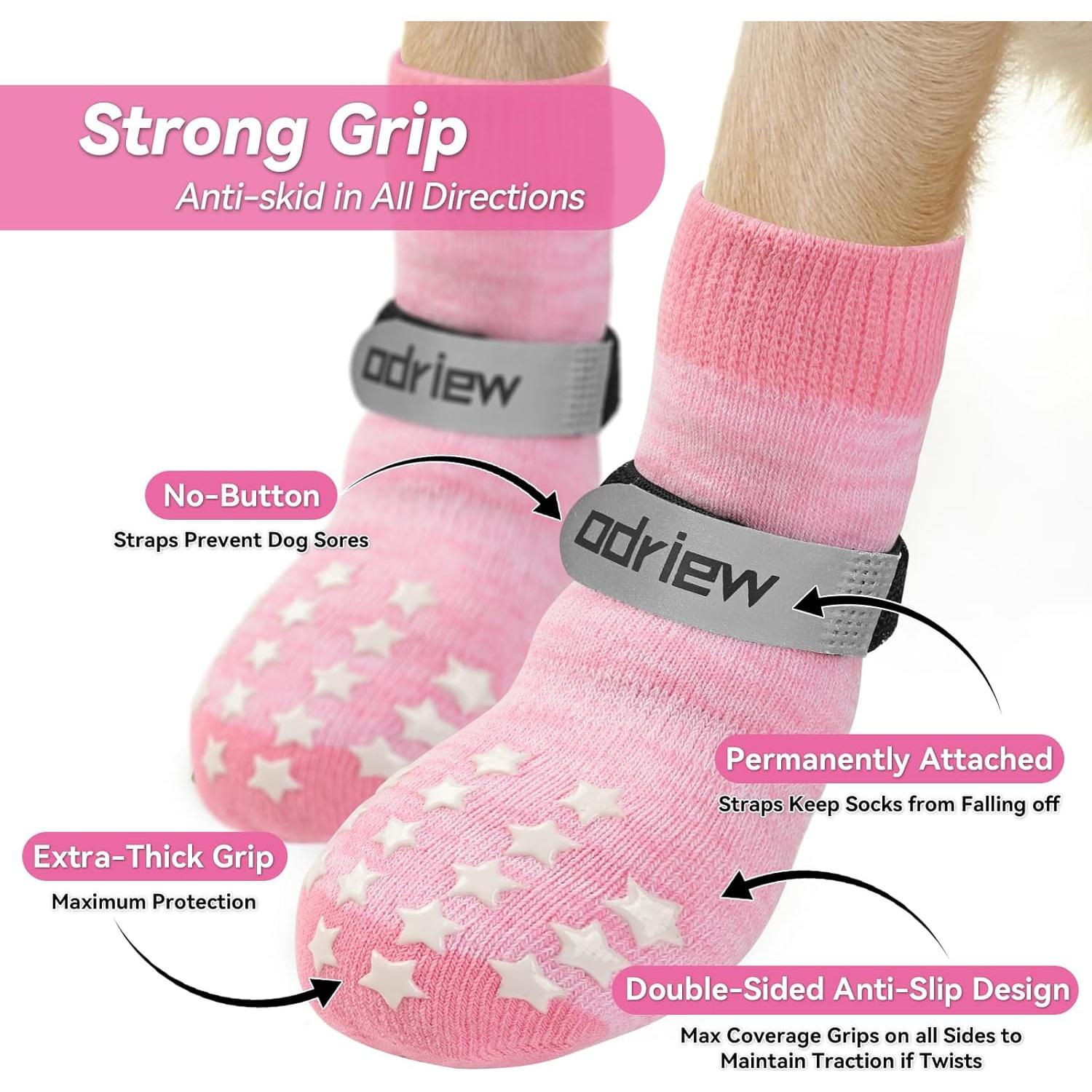 Calcetines Antideslizantes para Perros ODRIEW Rosa L