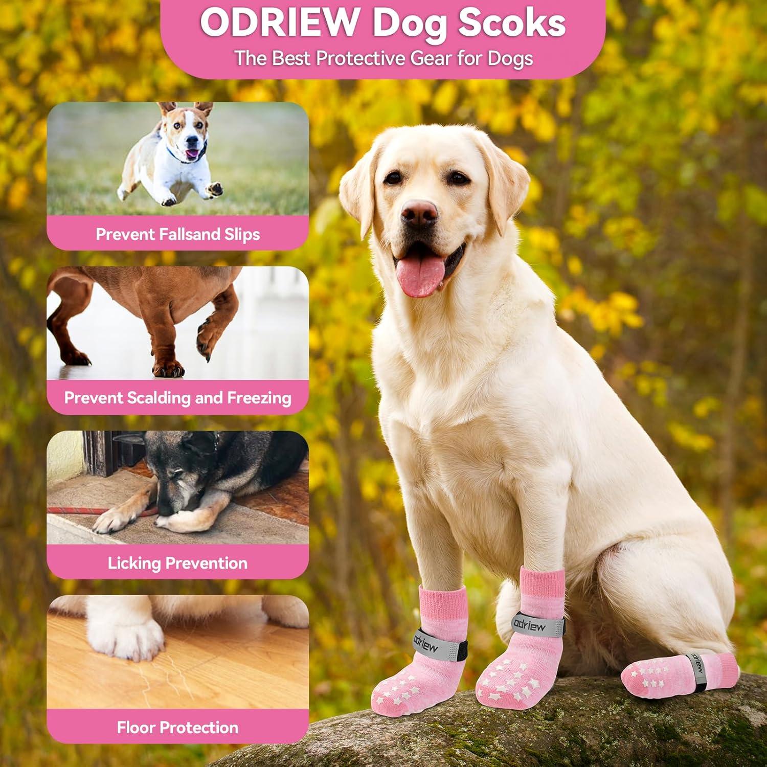 Calcetines Antideslizantes para Perros ODRIEW Rosa L