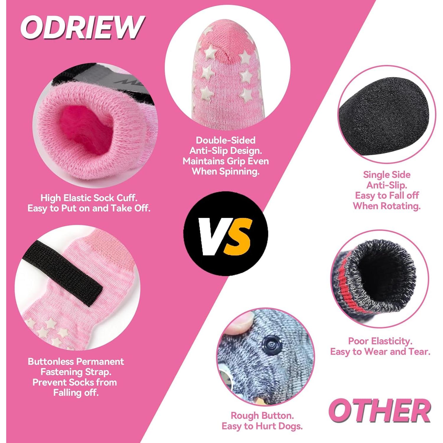 Calcetines Antideslizantes para Perros ODRIEW Rosa L
