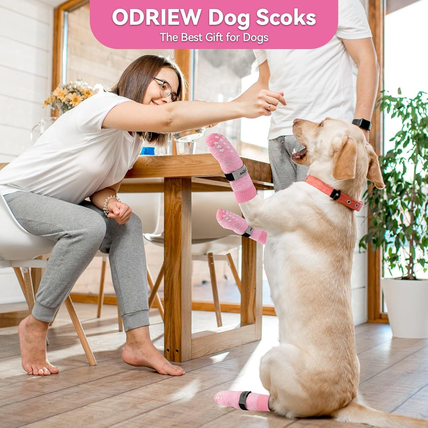 Calcetines Antideslizantes para Perros ODRIEW Rosa L