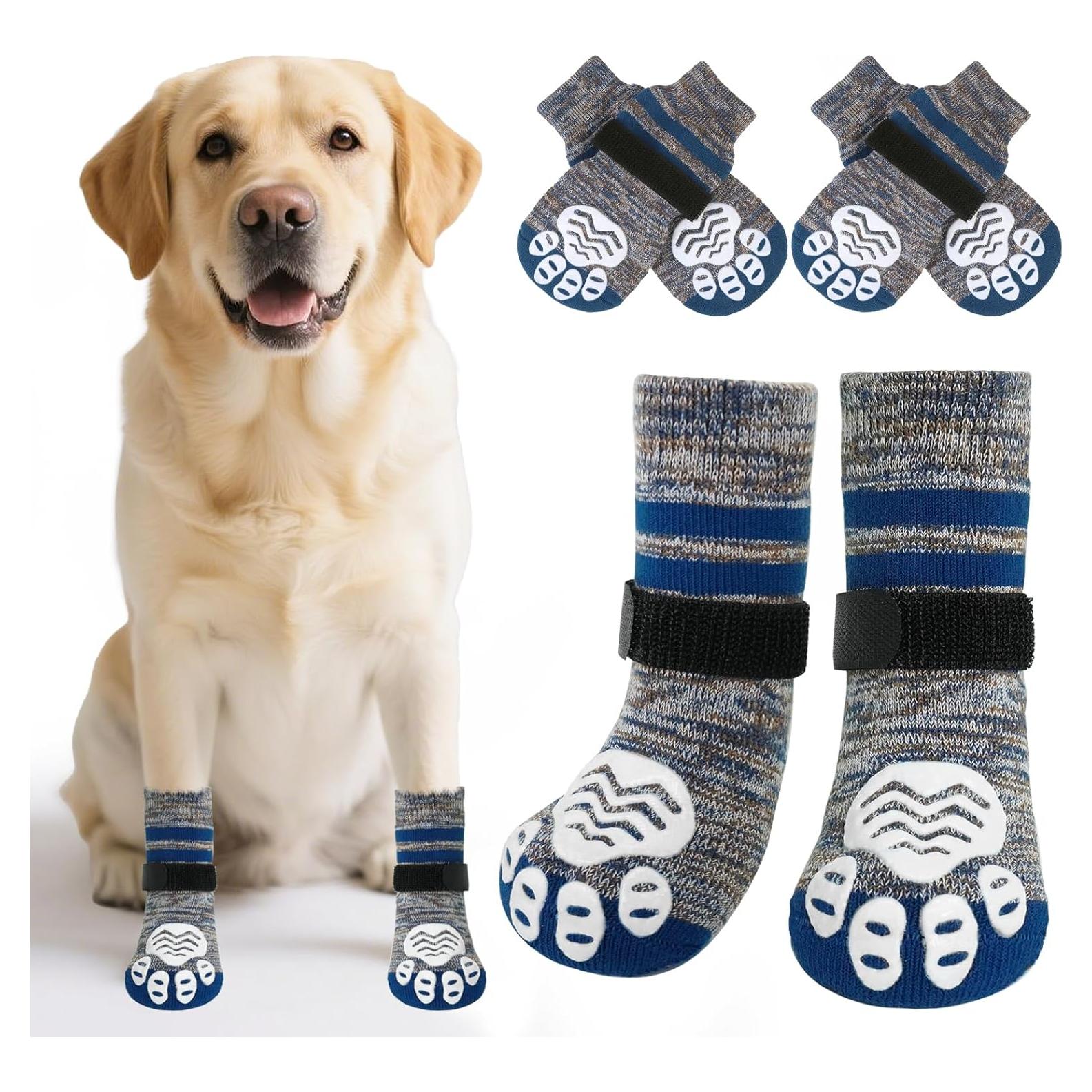 Calcetines Antideslizantes para Perros PUPTECK Azul Marino L