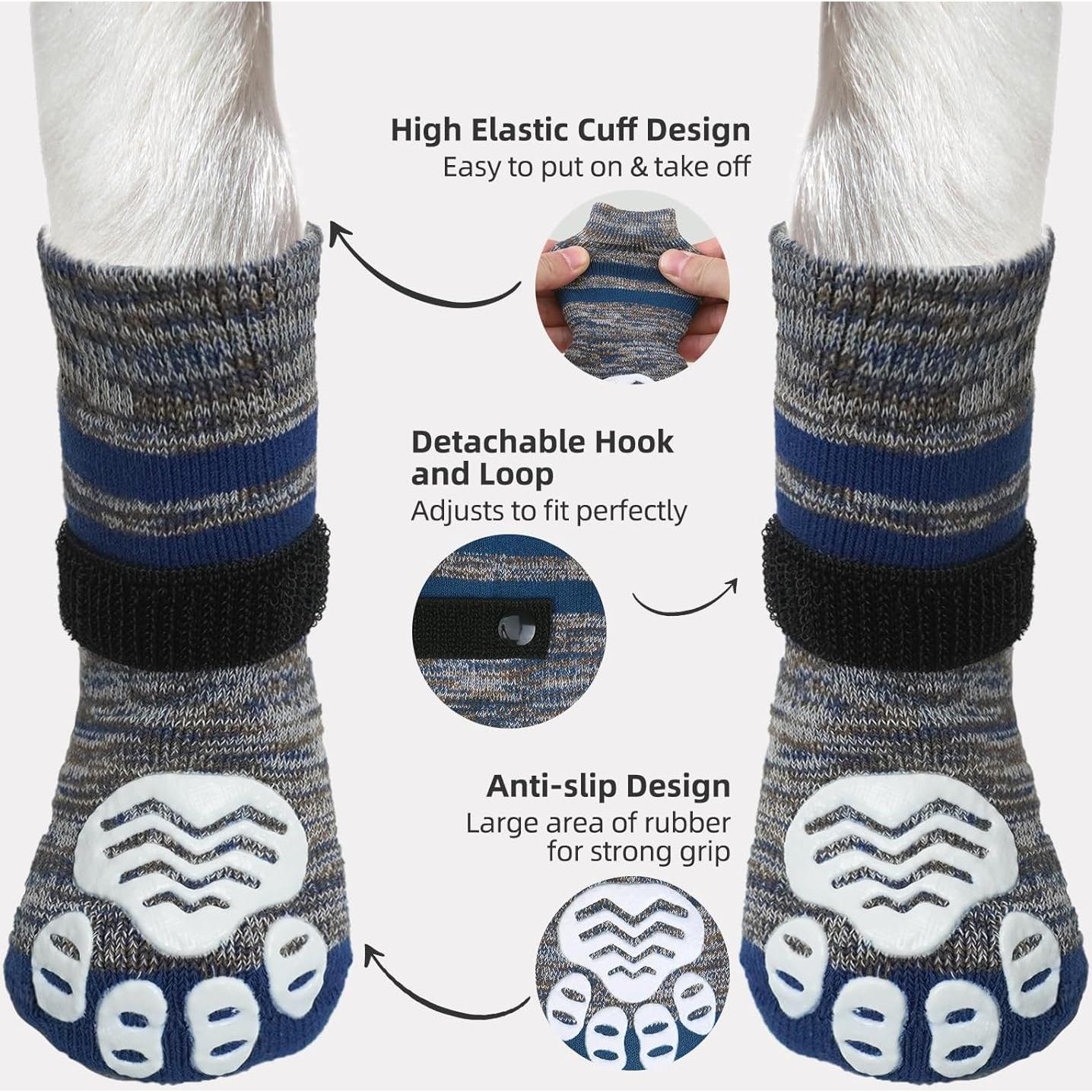 Calcetines Antideslizantes para Perros PUPTECK Azul Marino L