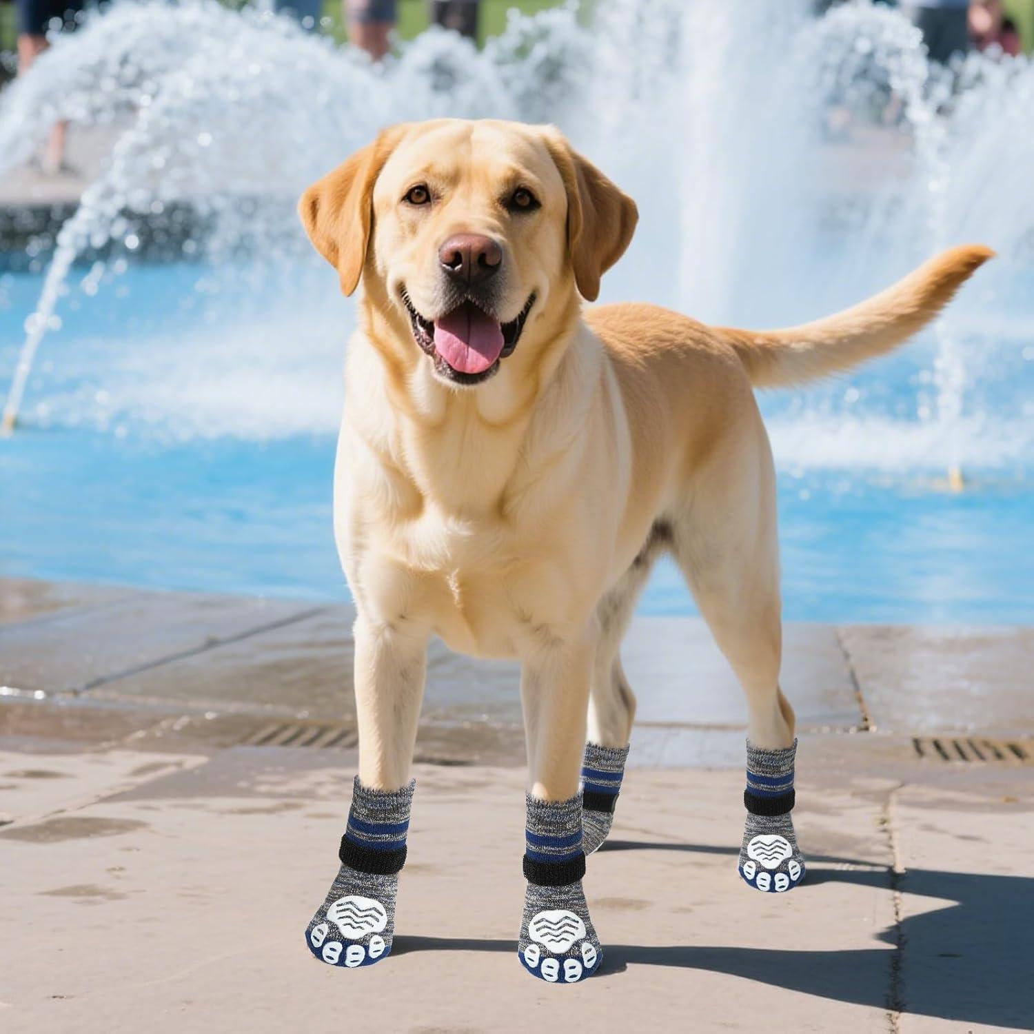 Calcetines Antideslizantes para Perros PUPTECK Azul Marino L