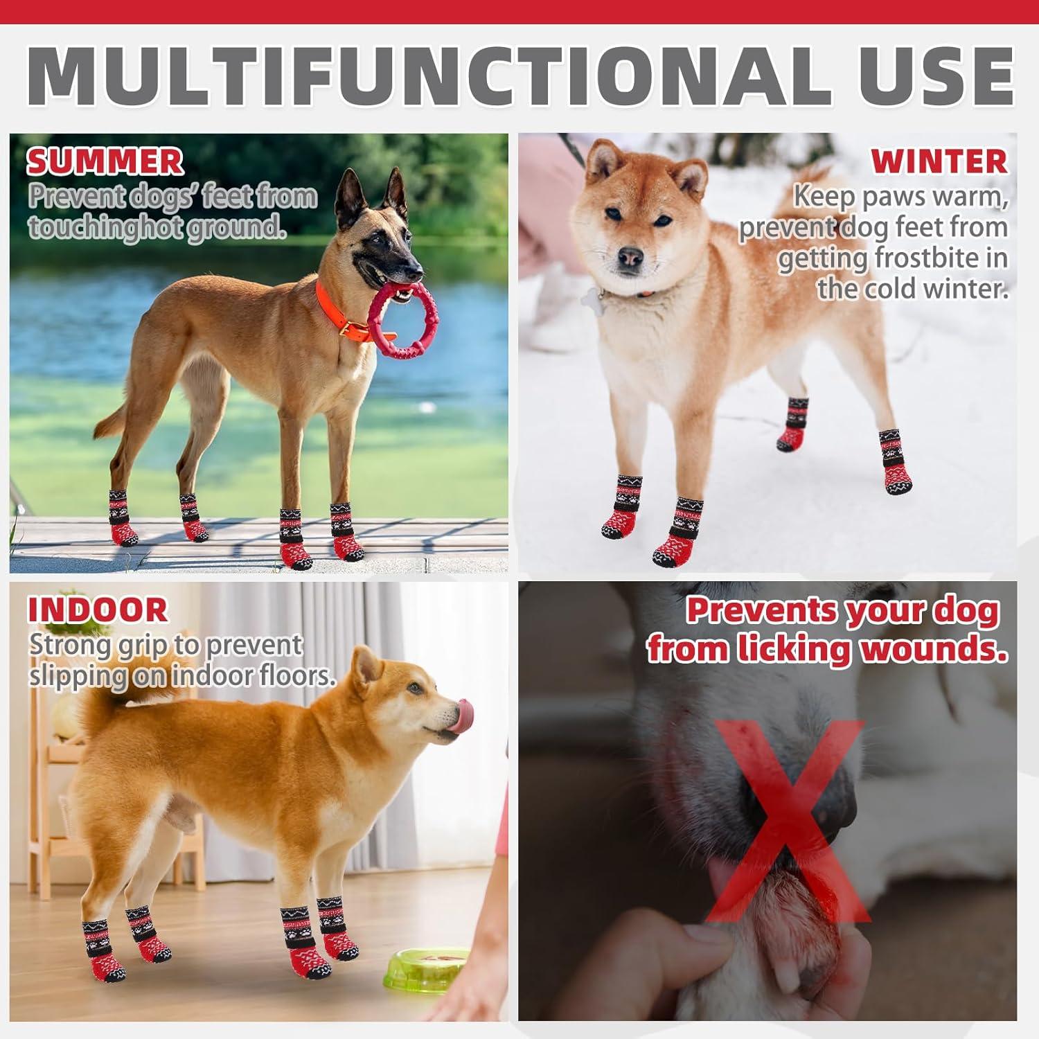 Calcetines Antideslizantes para Perros KOOLTAIL Medianos Rojos